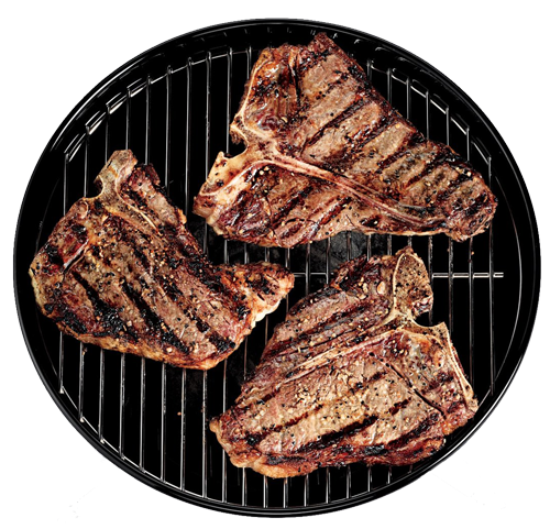 t bone steaks on bbq grill