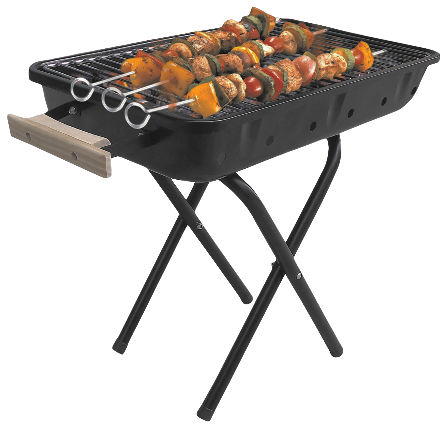 tabletop grill with skewers