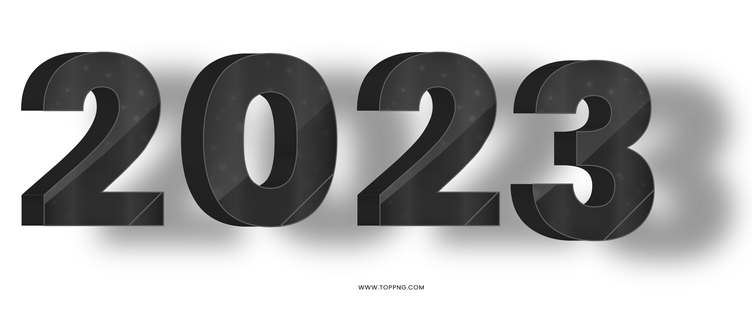 3d black 2023 text numbers png 3000x1274