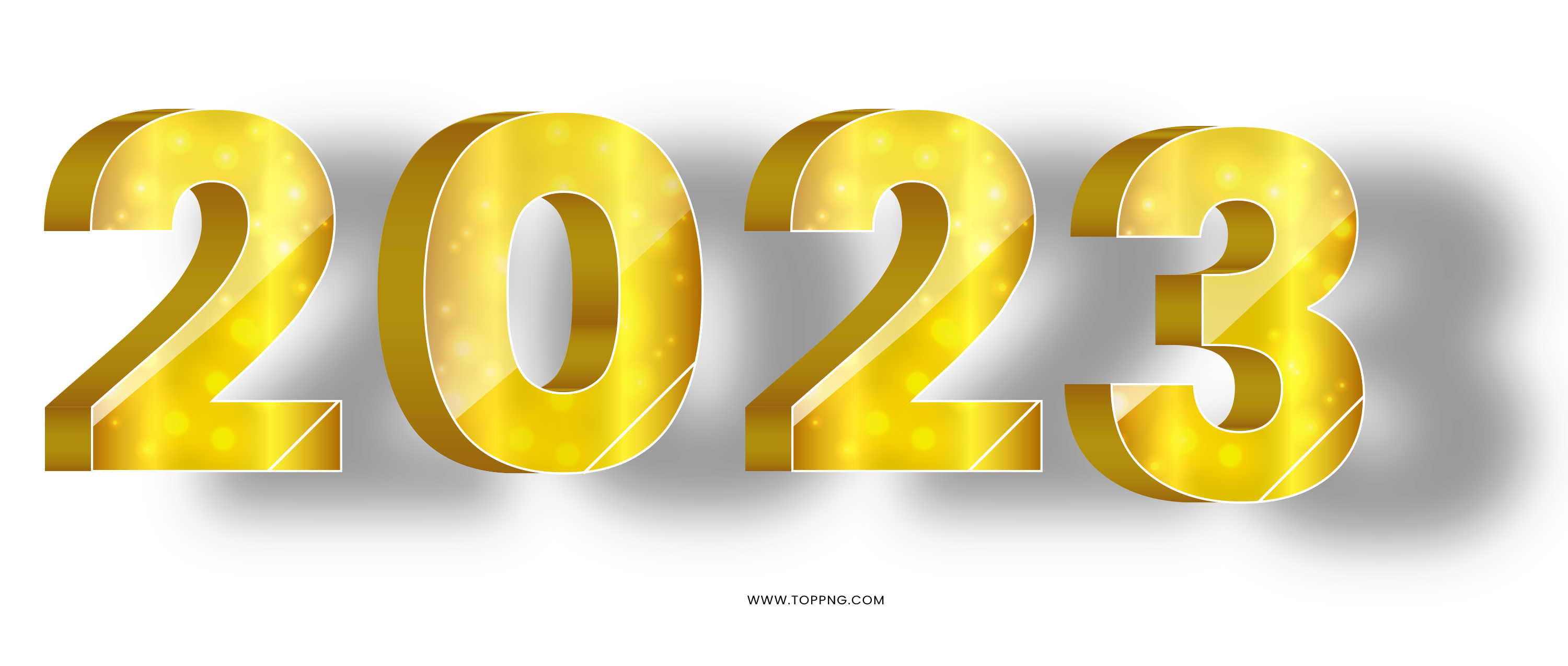 2023 gold 3d text numbers png 3000x1274
