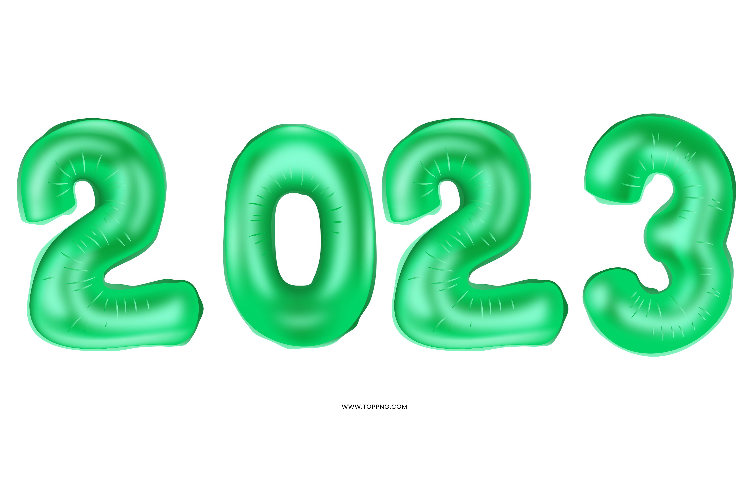 2023 green numbers balloon png 3000x2000