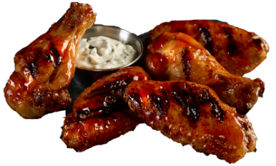 barbecued chicken wings with sauce 400x241
