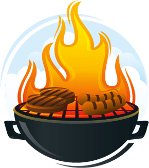 cartoon grill with flames 290x327