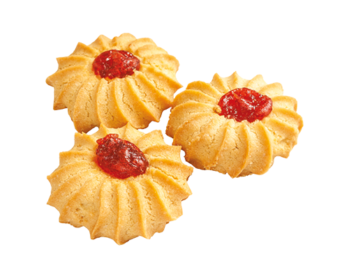 flower butter cookies with cherry center 500x400