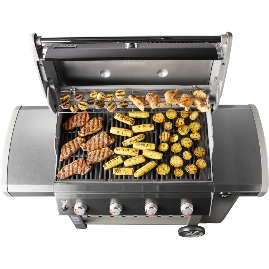 gas grill cooking meat and vegetables 864x864