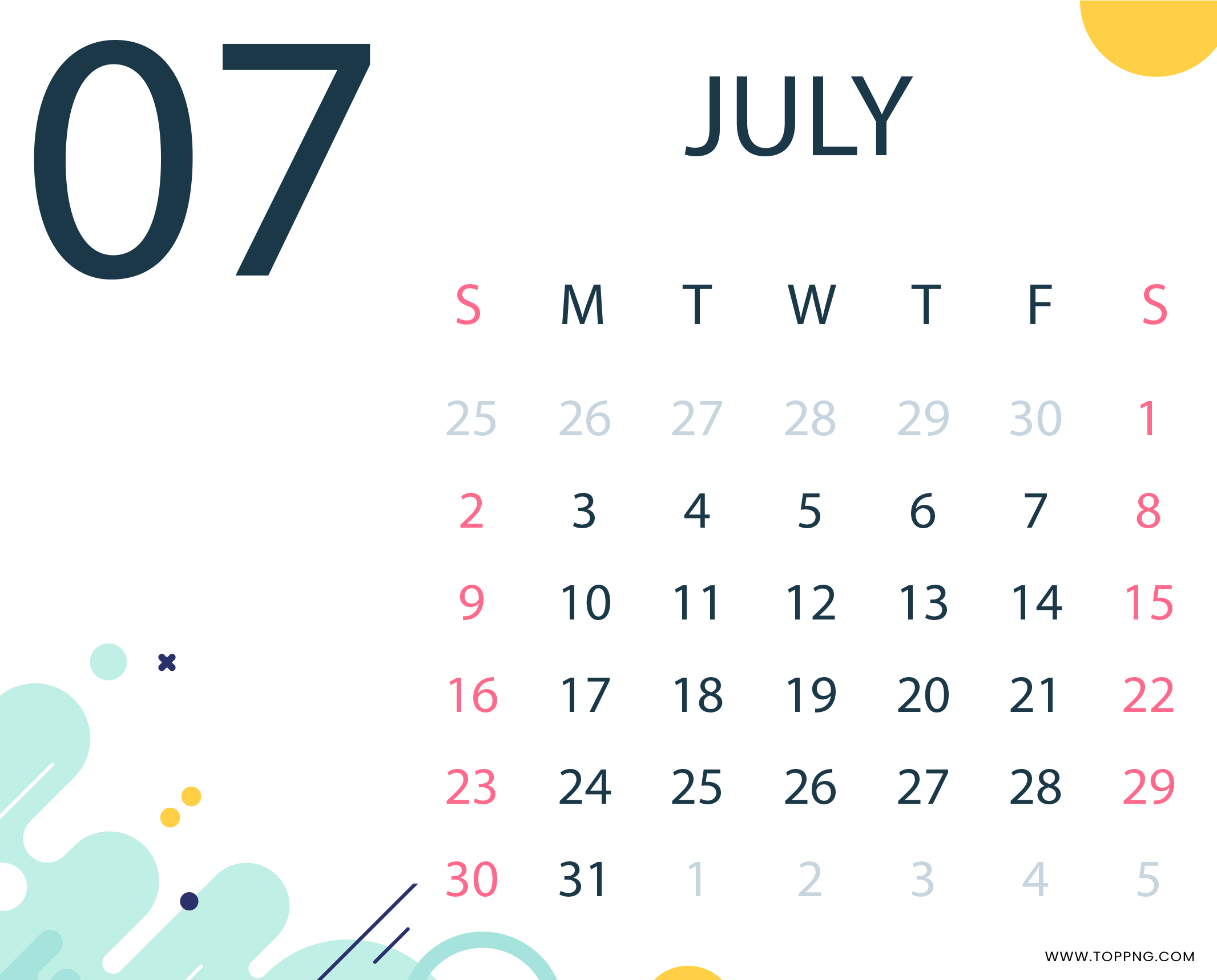 july 2023 calendar transparent png 2132x1718