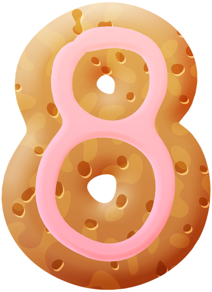 number eight cookie with pink icing 437x600