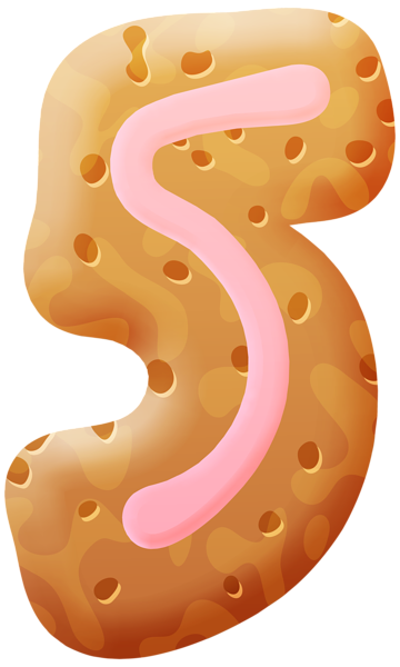 number five cookie with pink icing 360x600