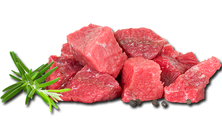 raw beef cubes with herbs 710x440