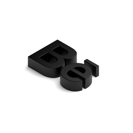 Glossy Black 3D Isometric Letters B and E