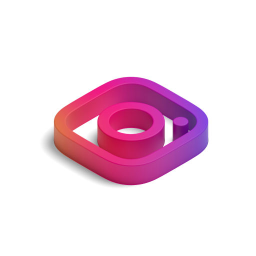 Isometric 3D Camera Icon, Magenta Gradient