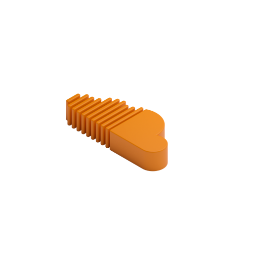 Orange 3D Heart with Ridged Fan Sides