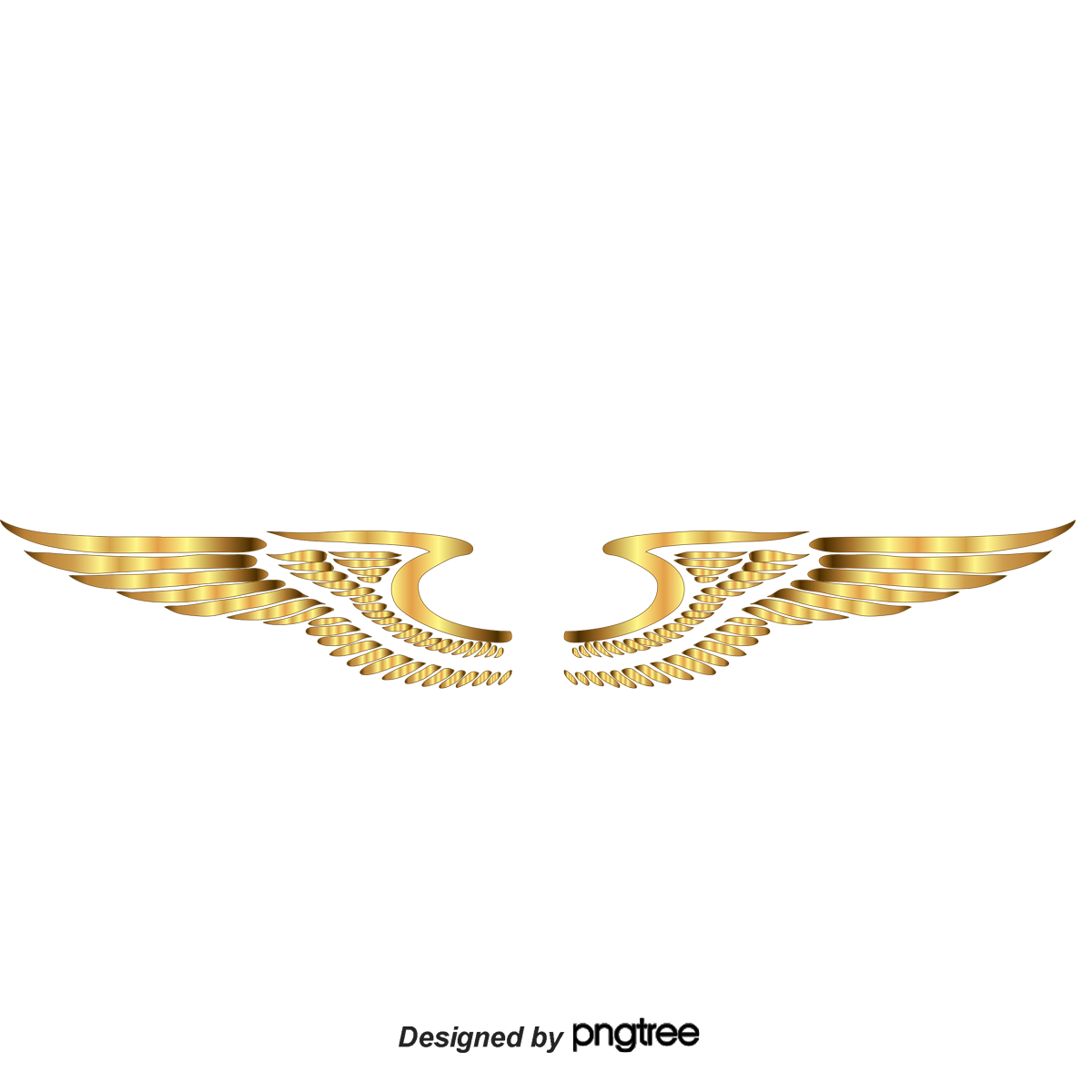 Symmetrical Gold Metallic Feather Wings
