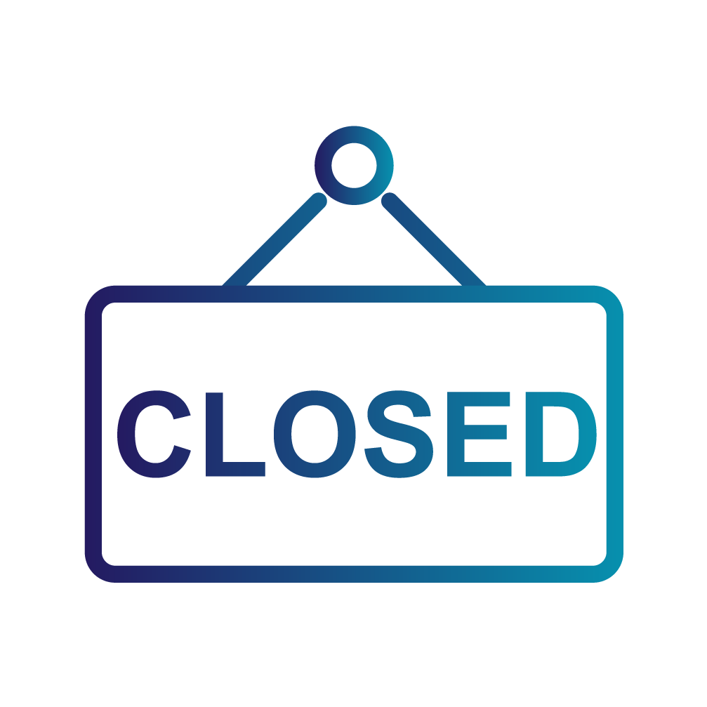 Hanging Closed Sign with Blue Gradient