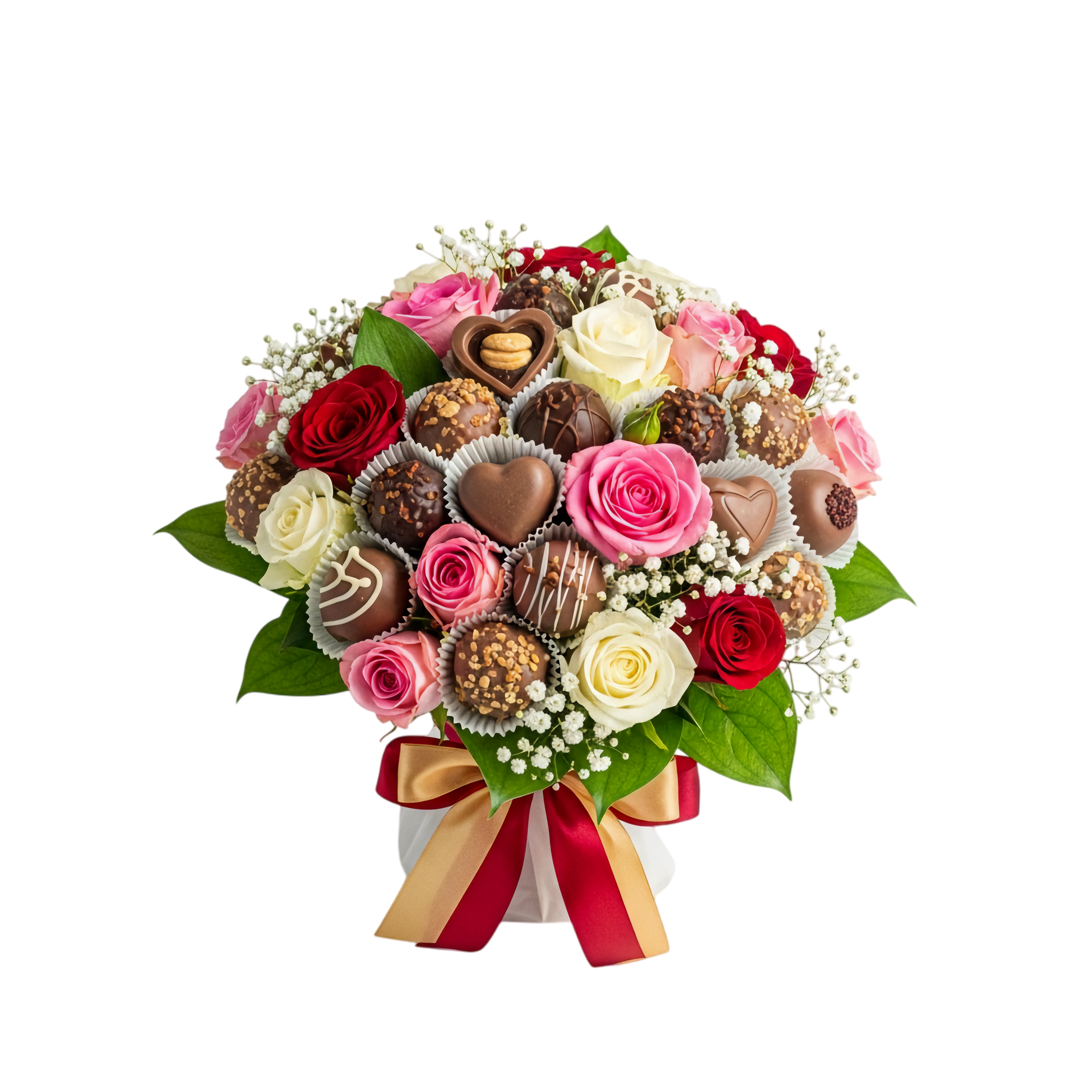 chocolate and roses romantic gift bouquet