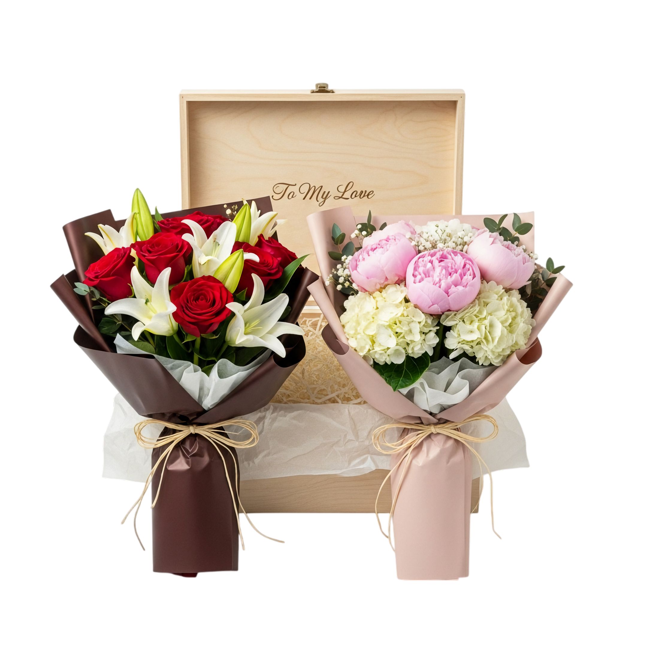 couples twin bouquet gift box