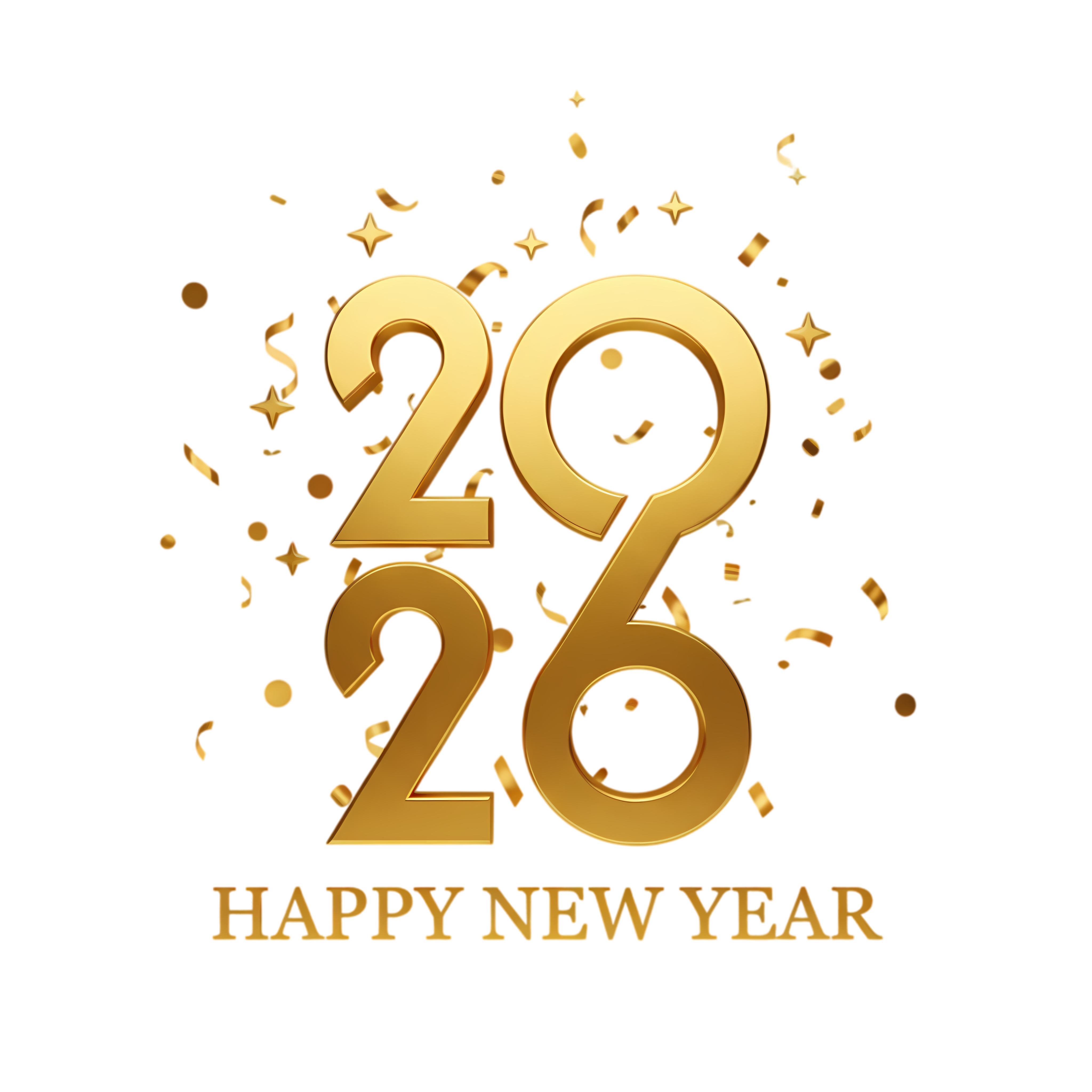 elegant gold 2026 happy new year typography with sparkles