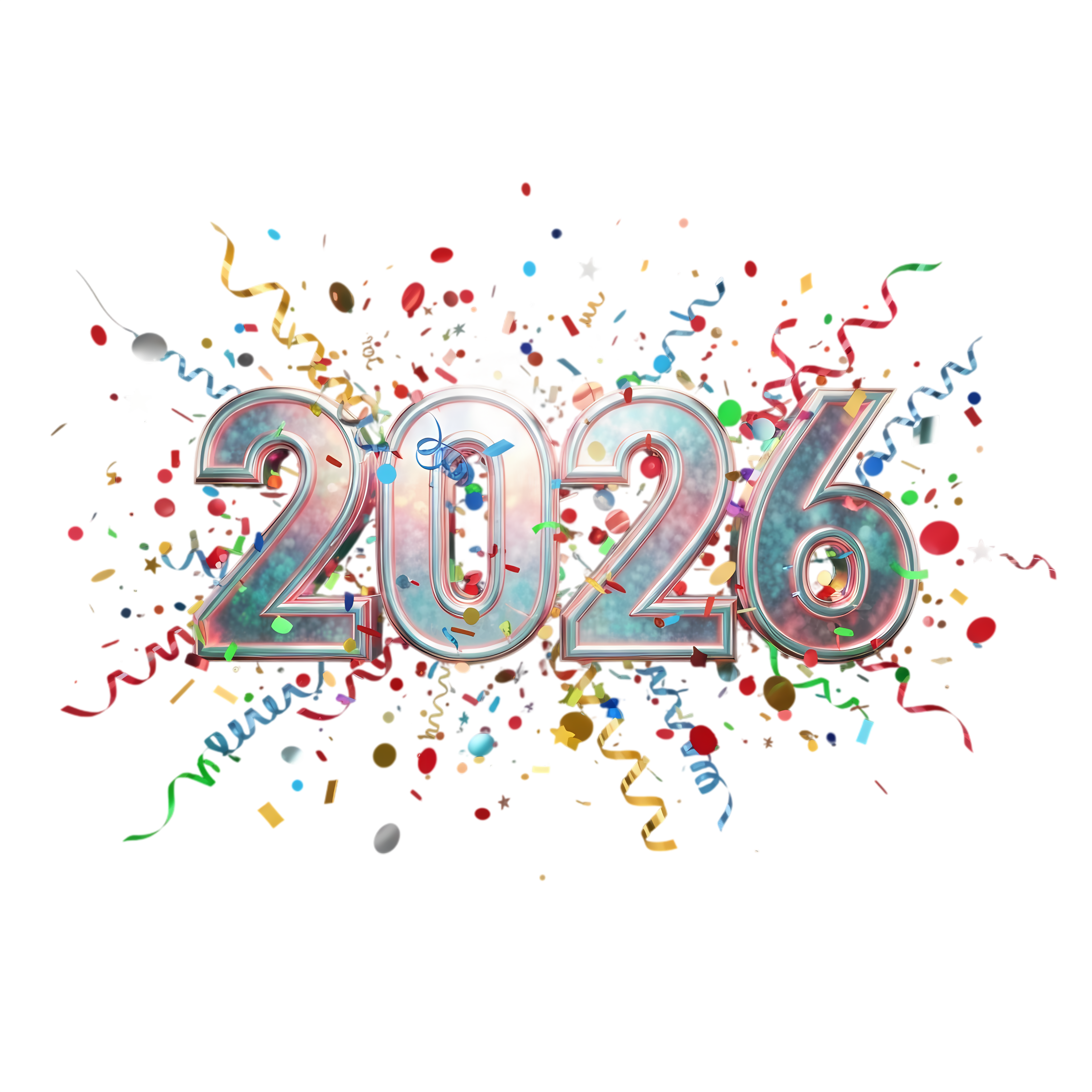 festive 2026 design with confetti
