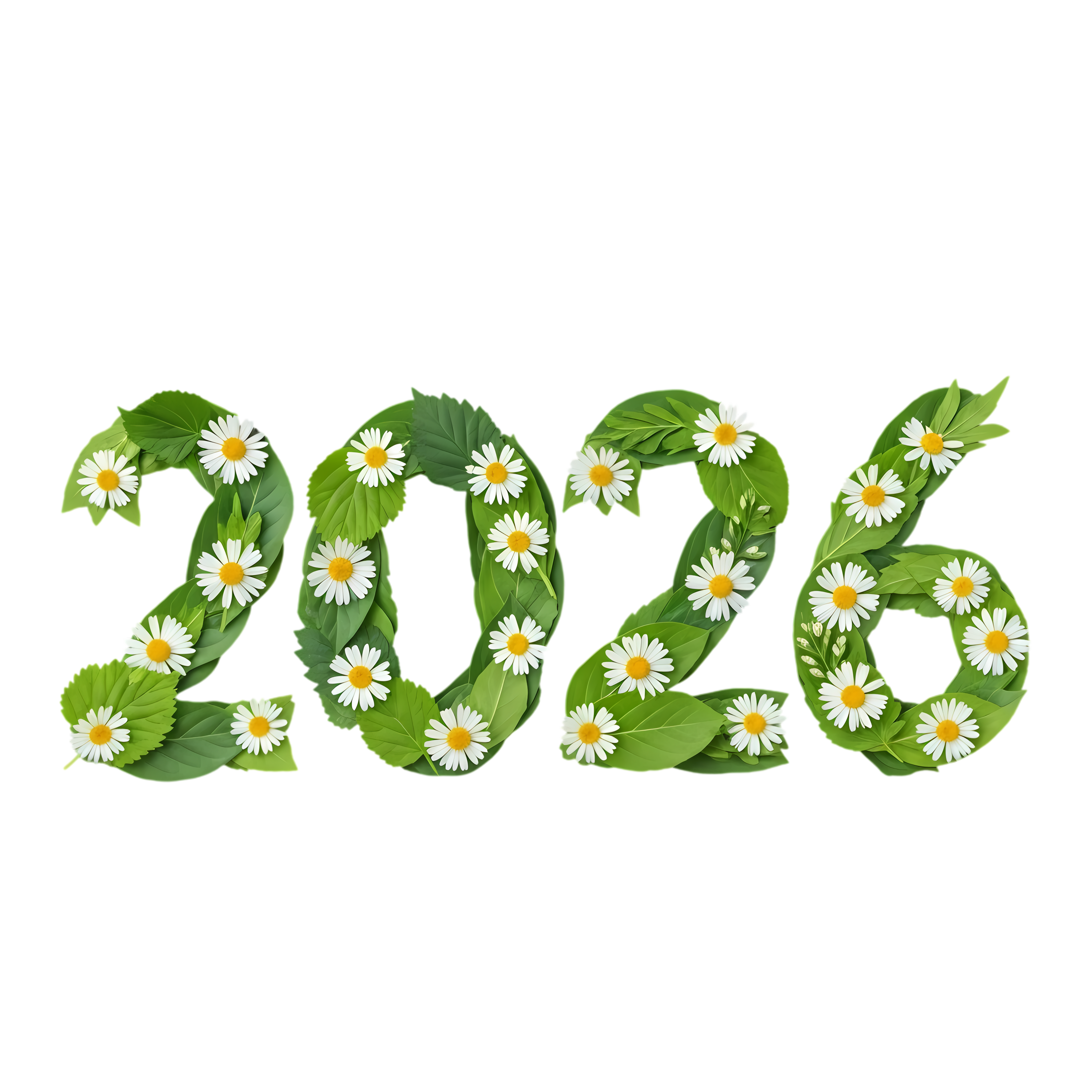 floral 2026 design made from green leaves