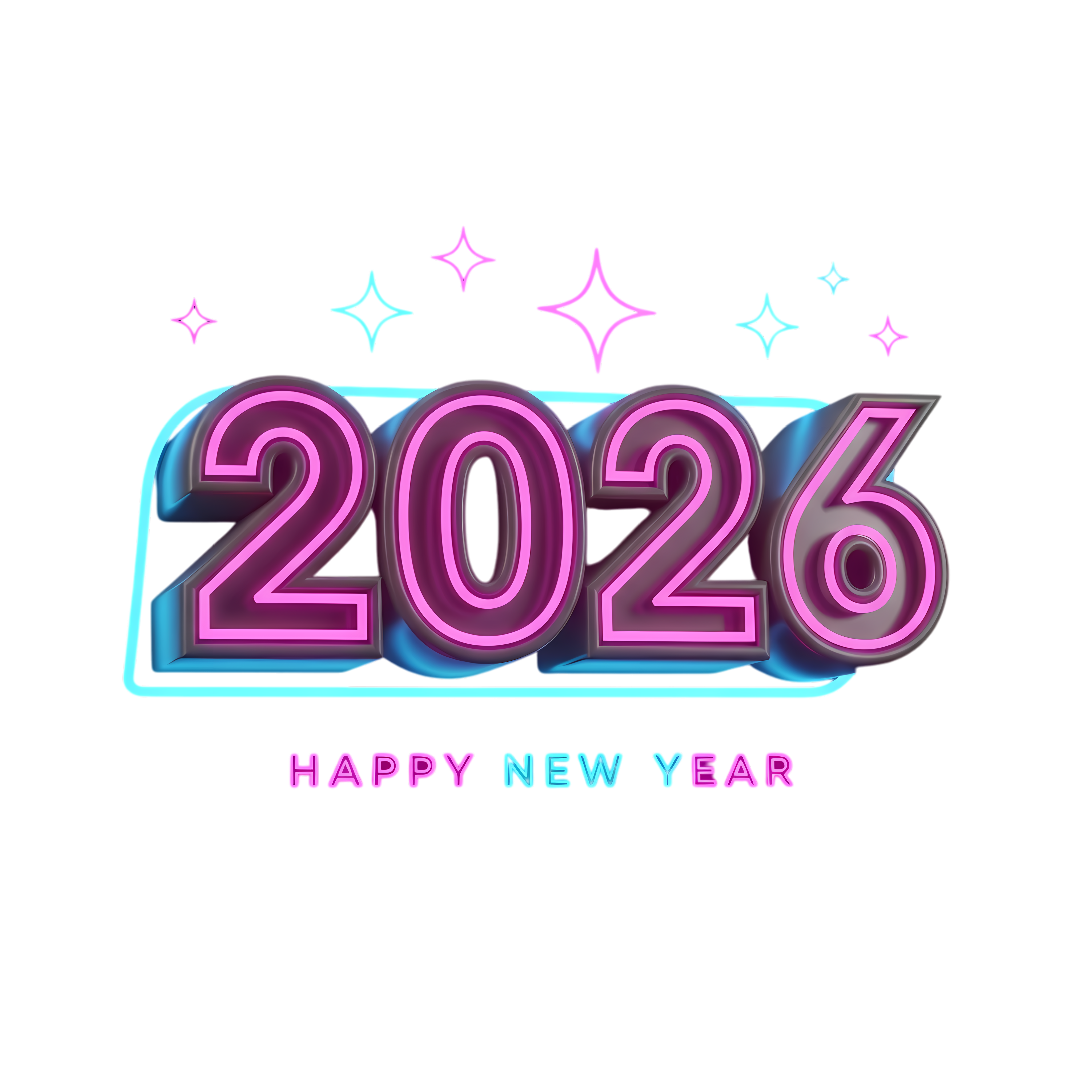 glowing neon numbers 2026 design