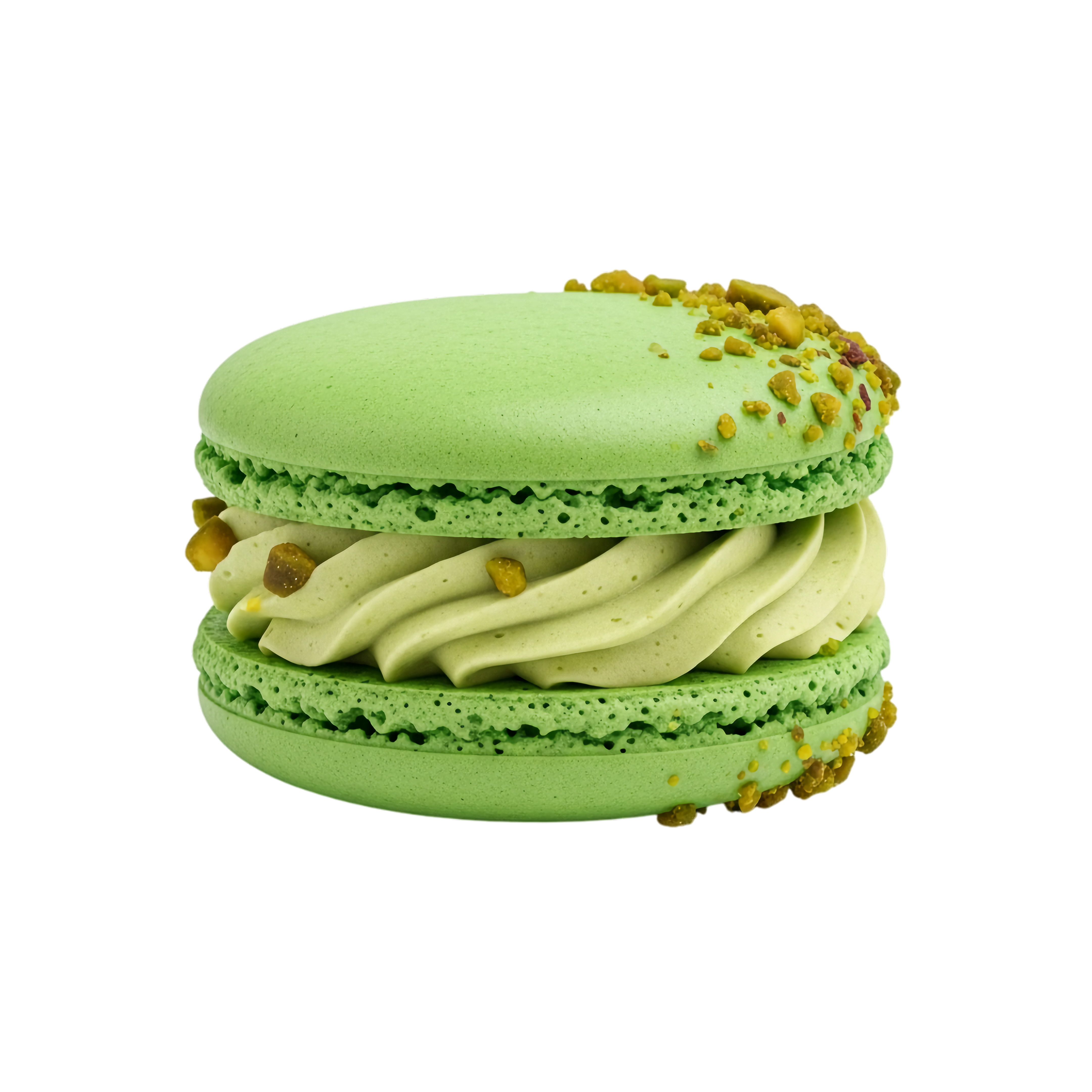 green pistachio macaron with sweet cream filling