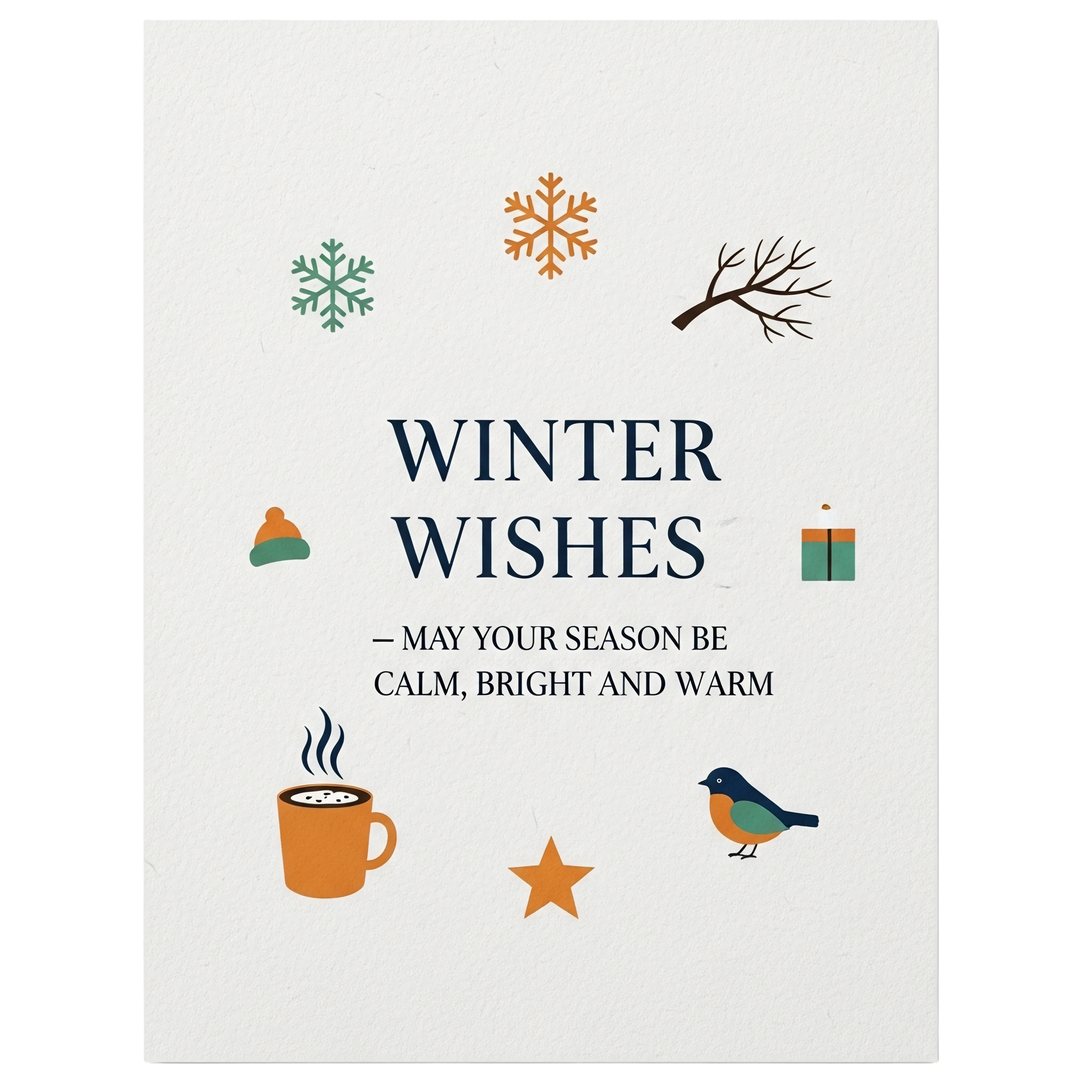 happy winter wishes card with seasonal icons