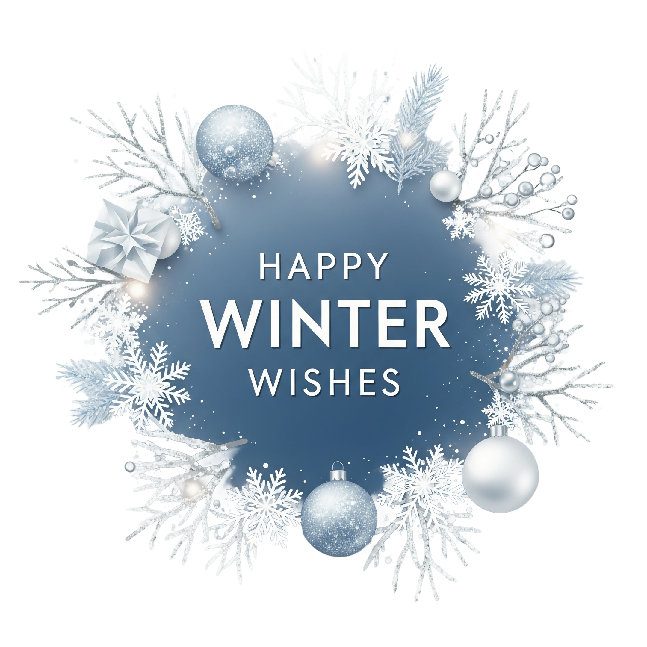 holiday card featuring happy winter wishes phrase
