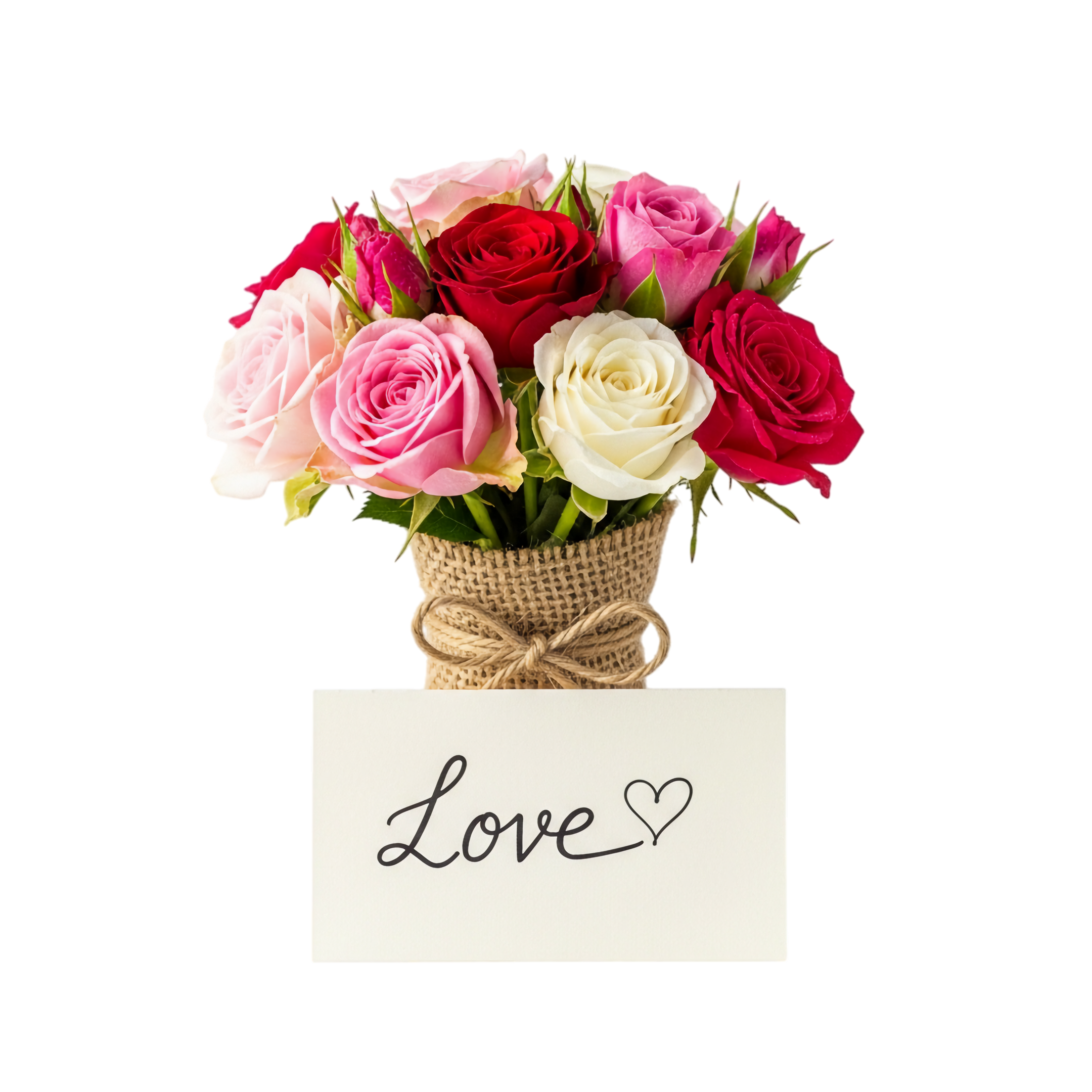mini rose bouquet with love card