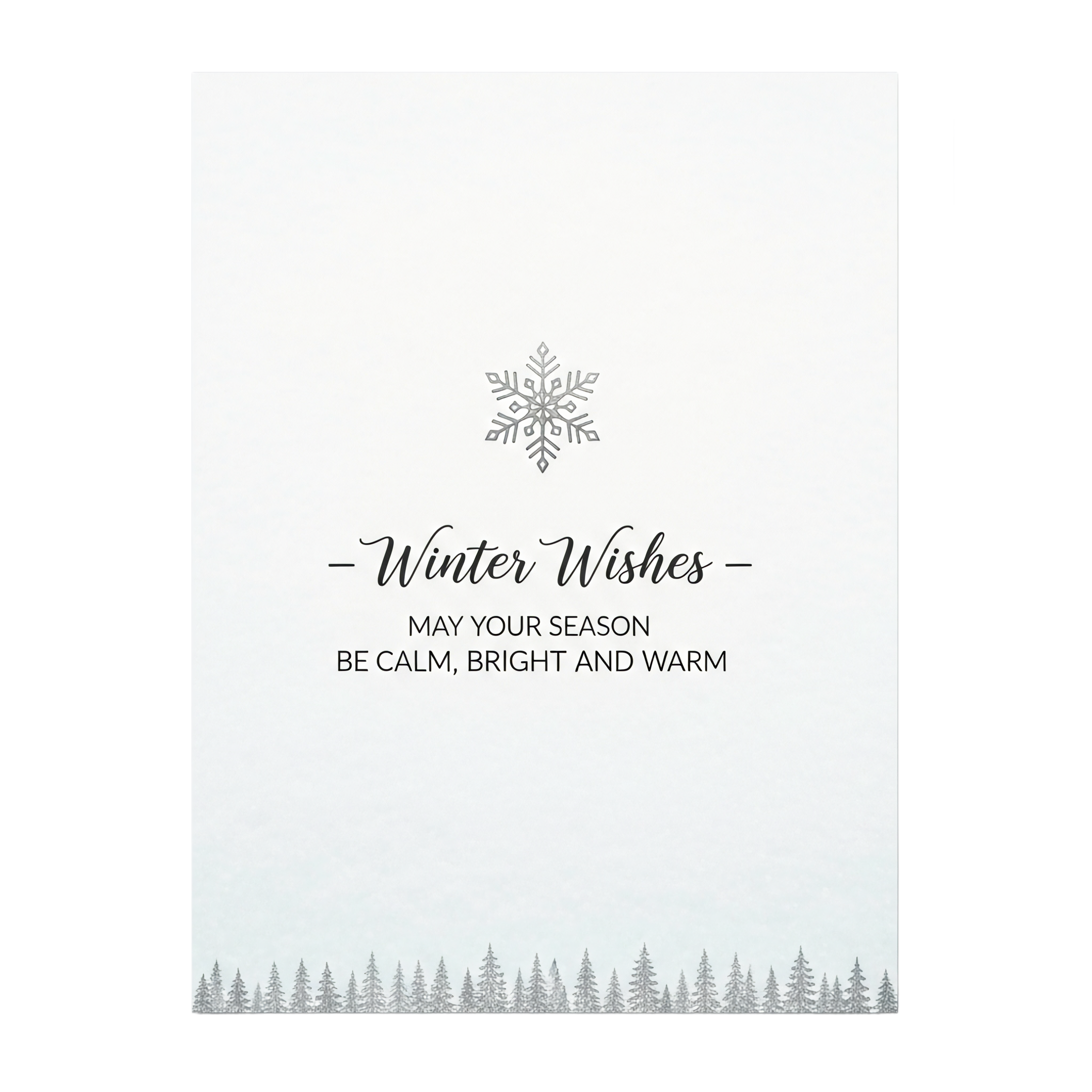 minimal greeting card with winter wishes text
