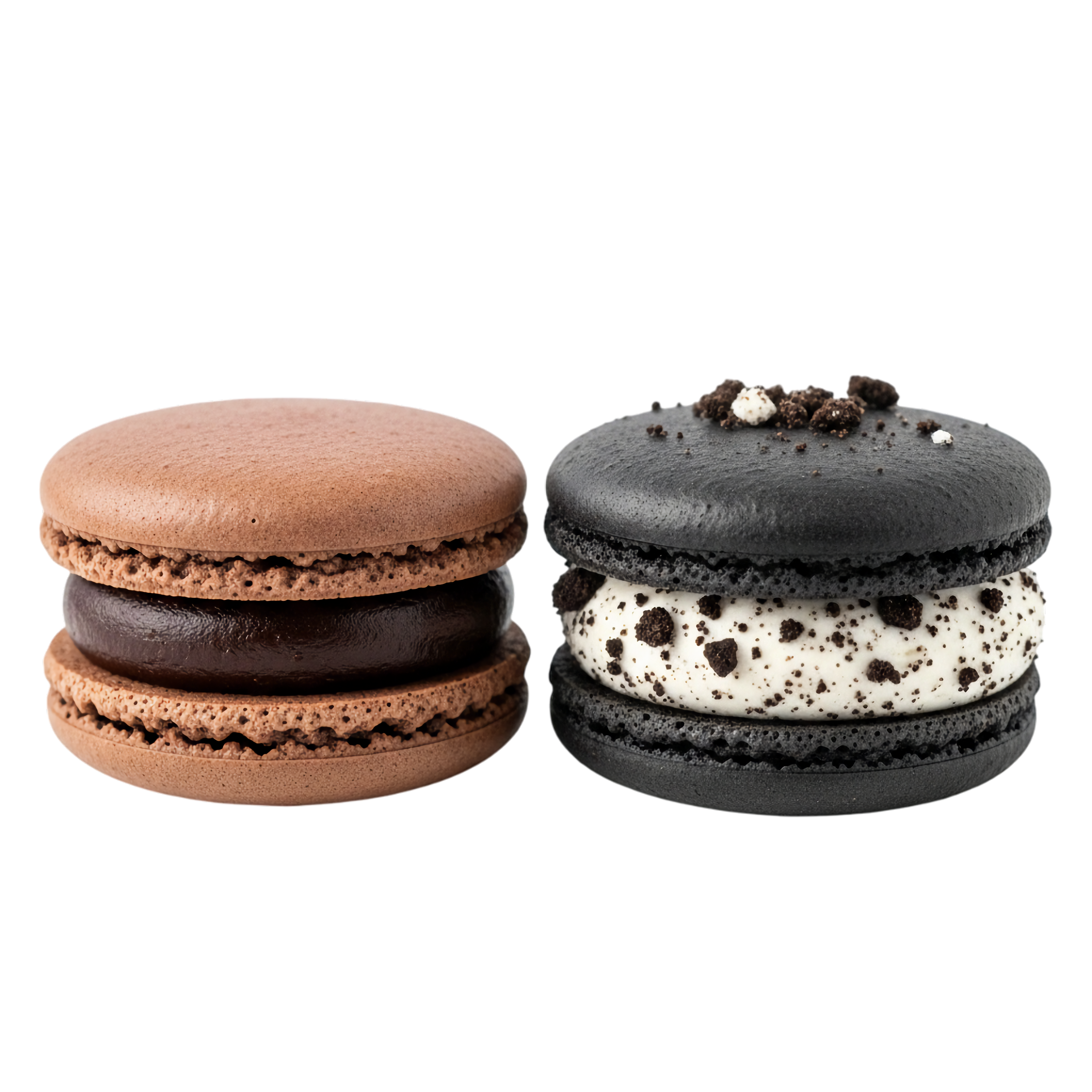 oreo and chocolate two macarons sweet dessert