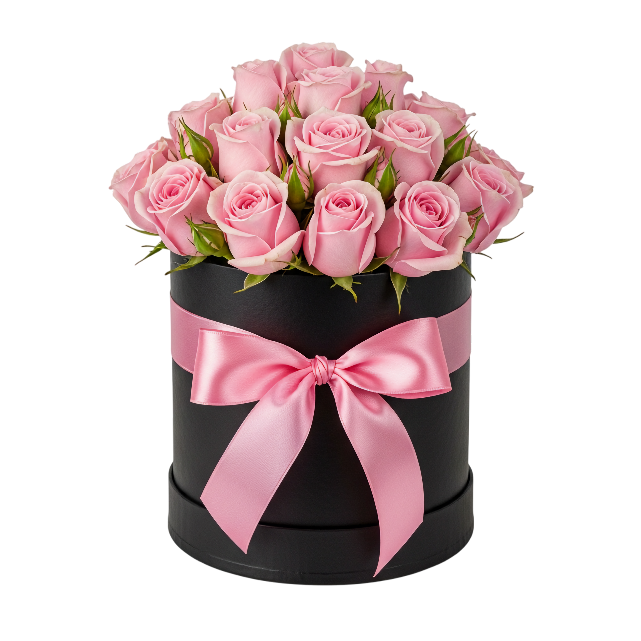 pink roses in black gift box love theme