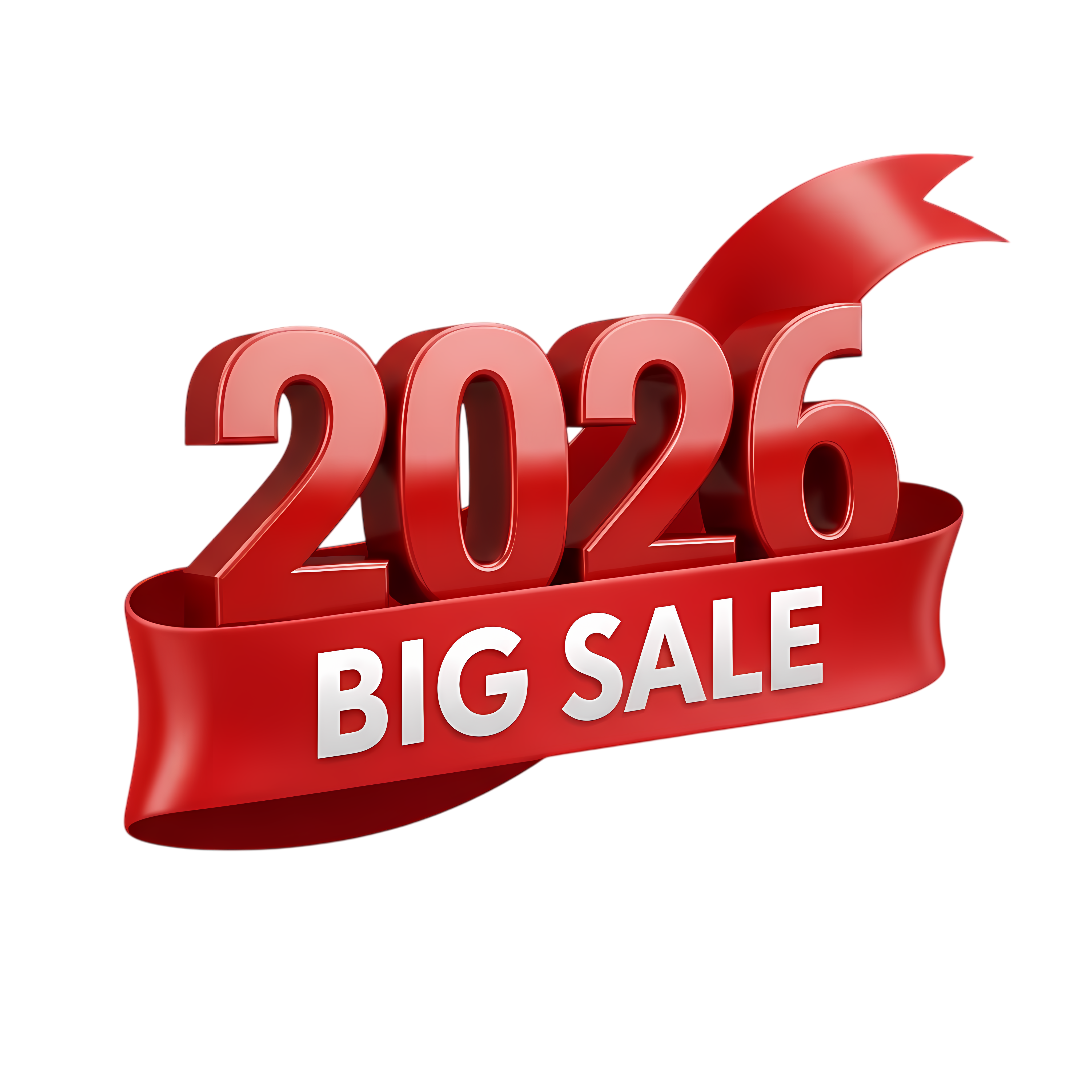 red 2026 big sale 3d ribbon typography