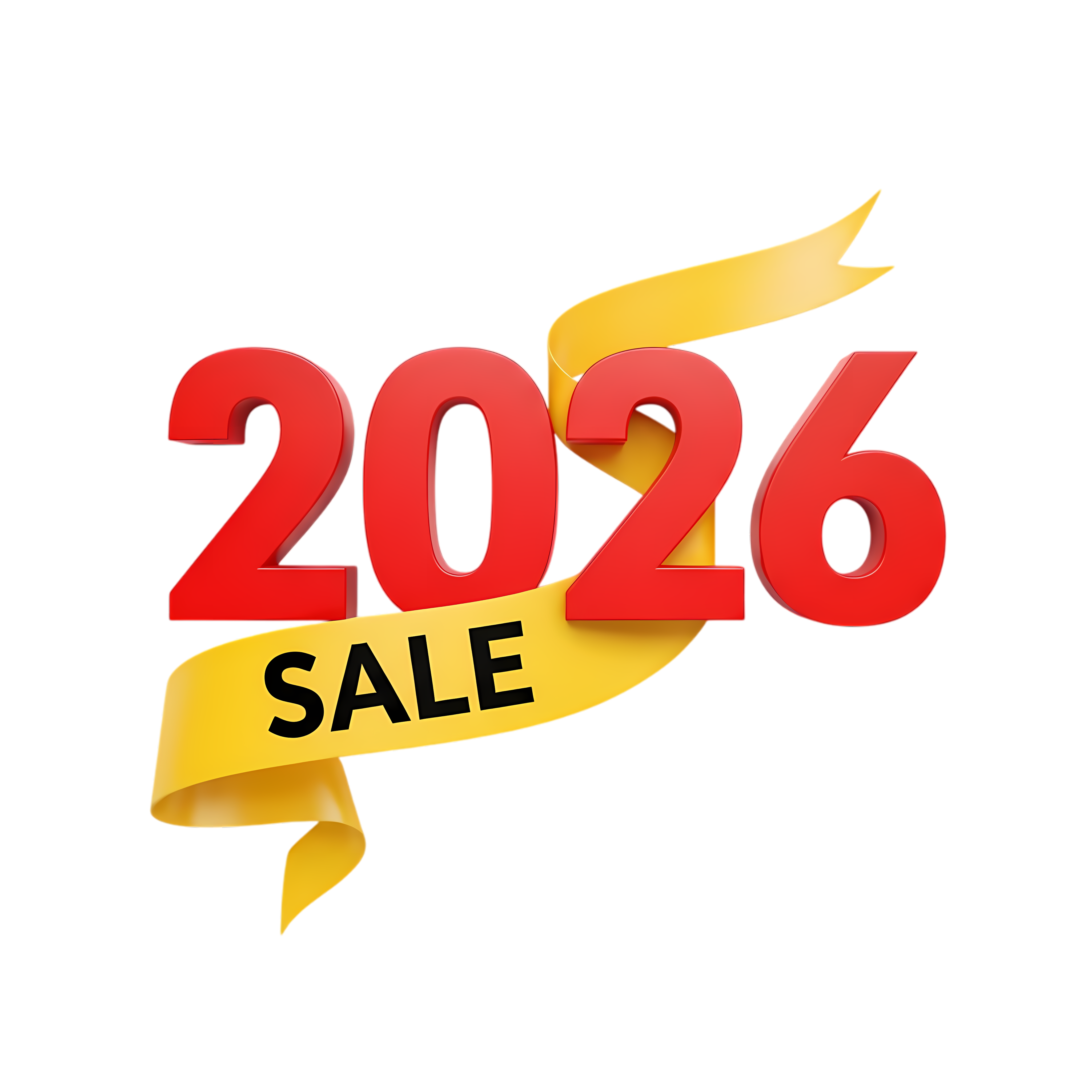 red and yellow 2026 sale ribbon typography