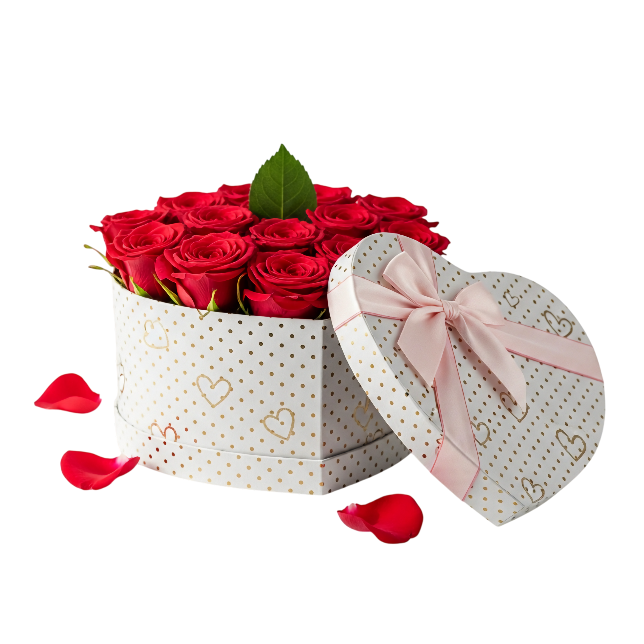 red roses arranged in white heart box valentine gift