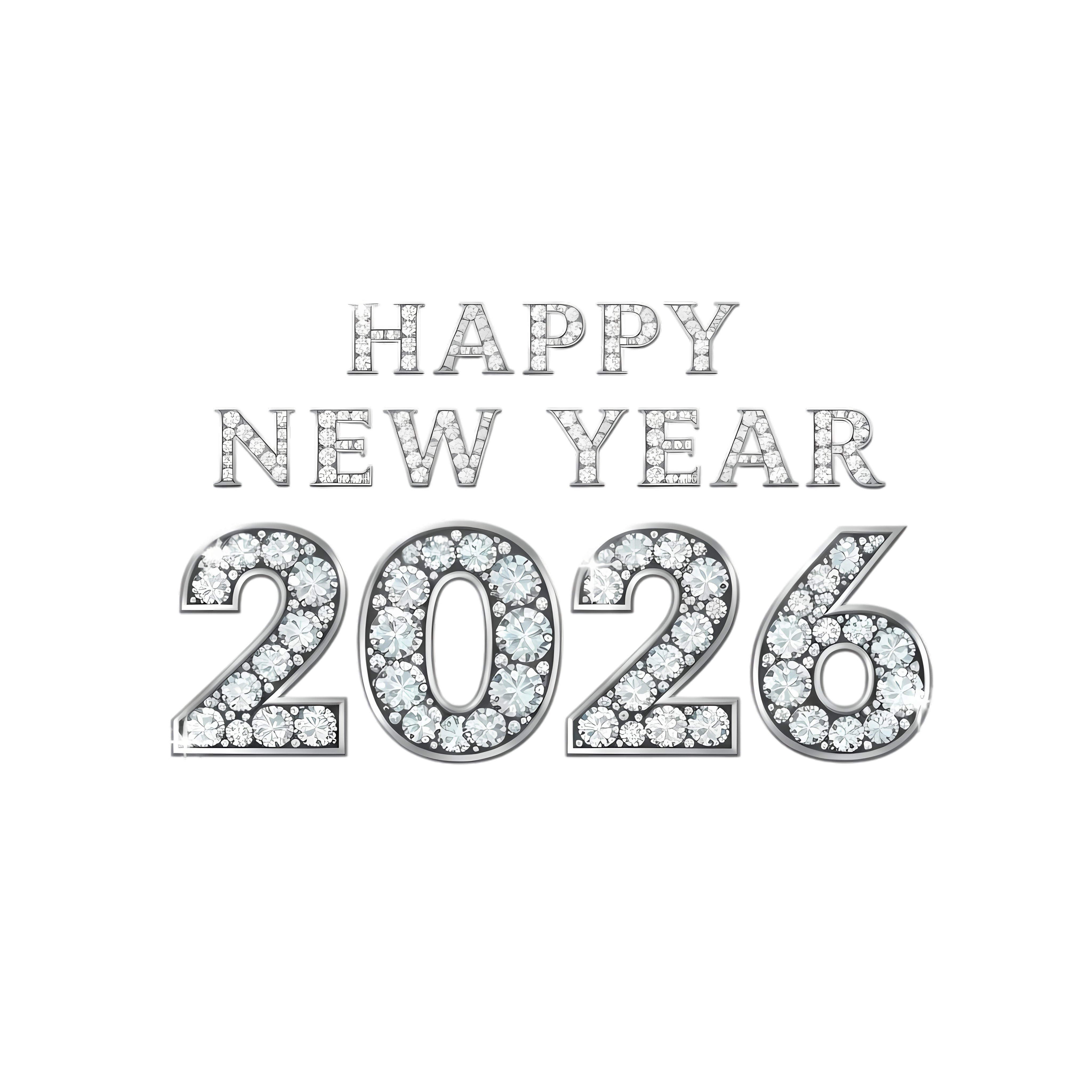silver glitter 2026 happy new year typography
