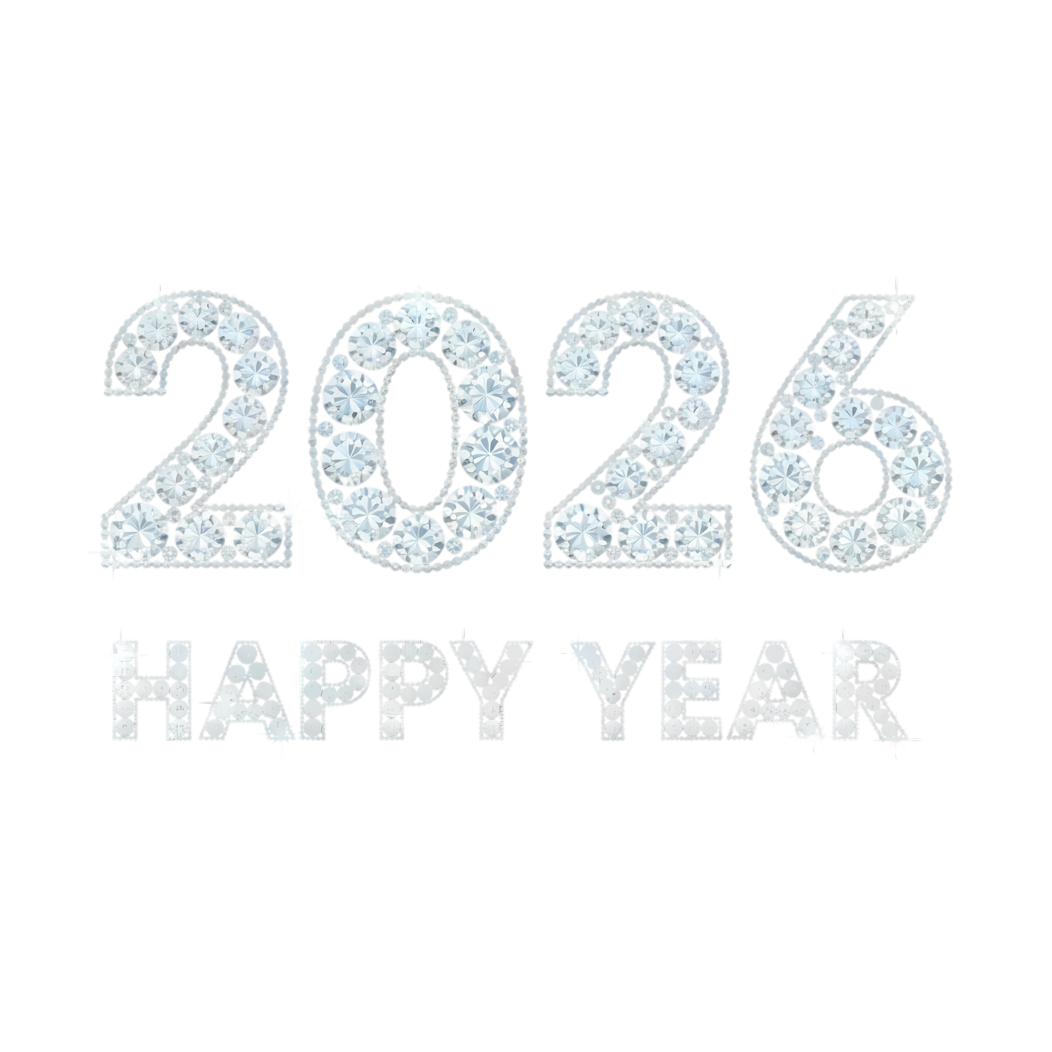 silver glitter 2026 happy year typography