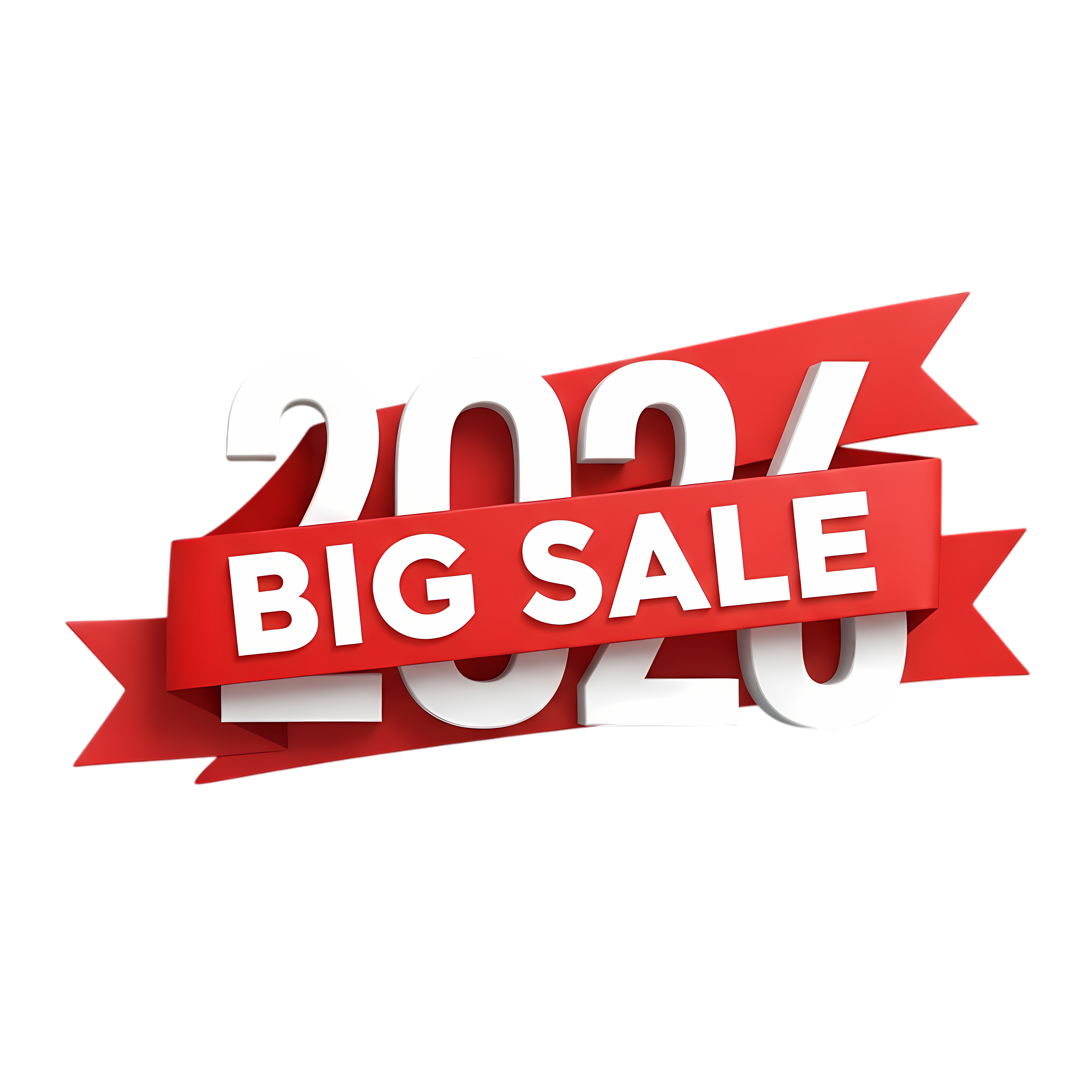 white 2026 typography with red big sale ribbon