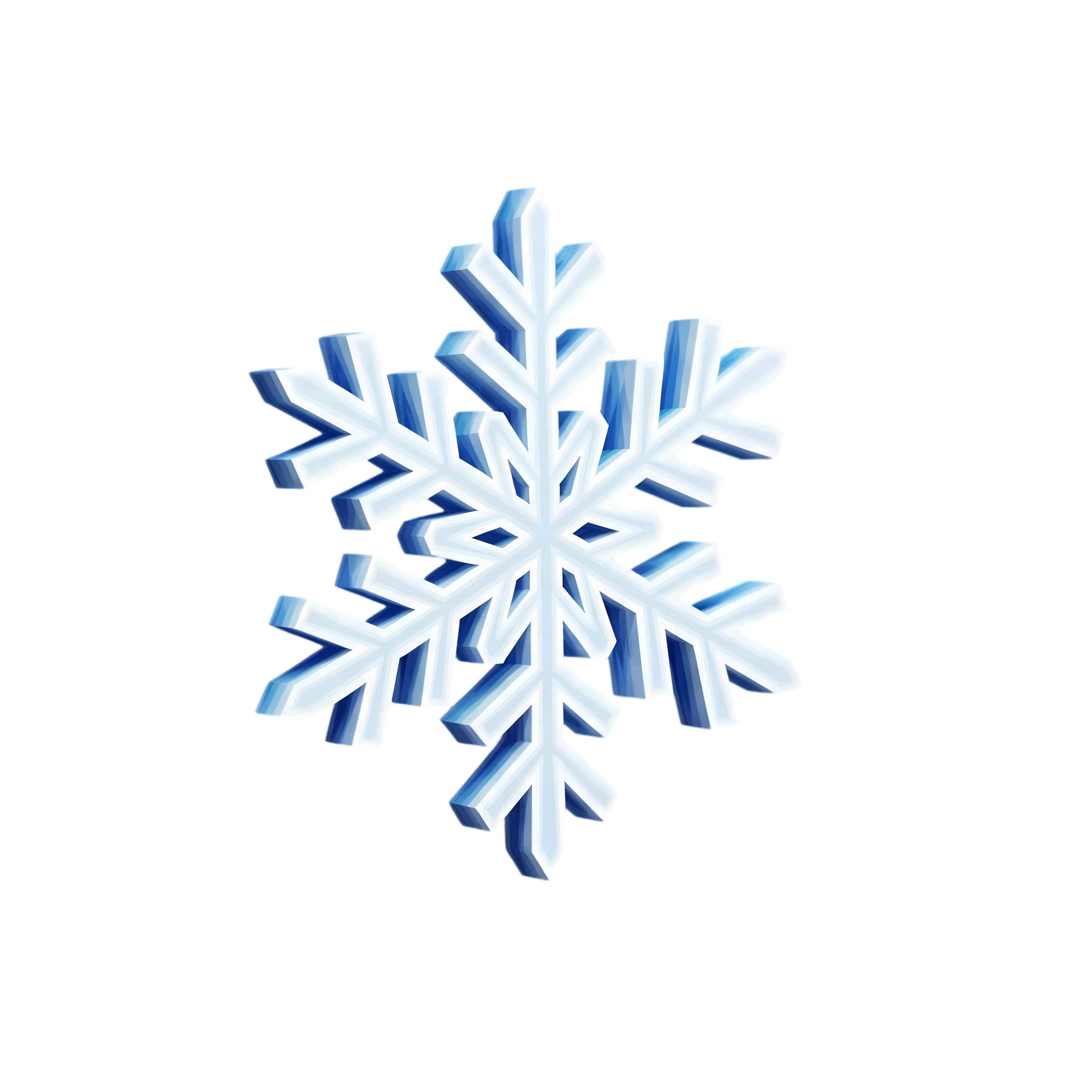 Pale Snowflake with Deep Blue 3D Edges