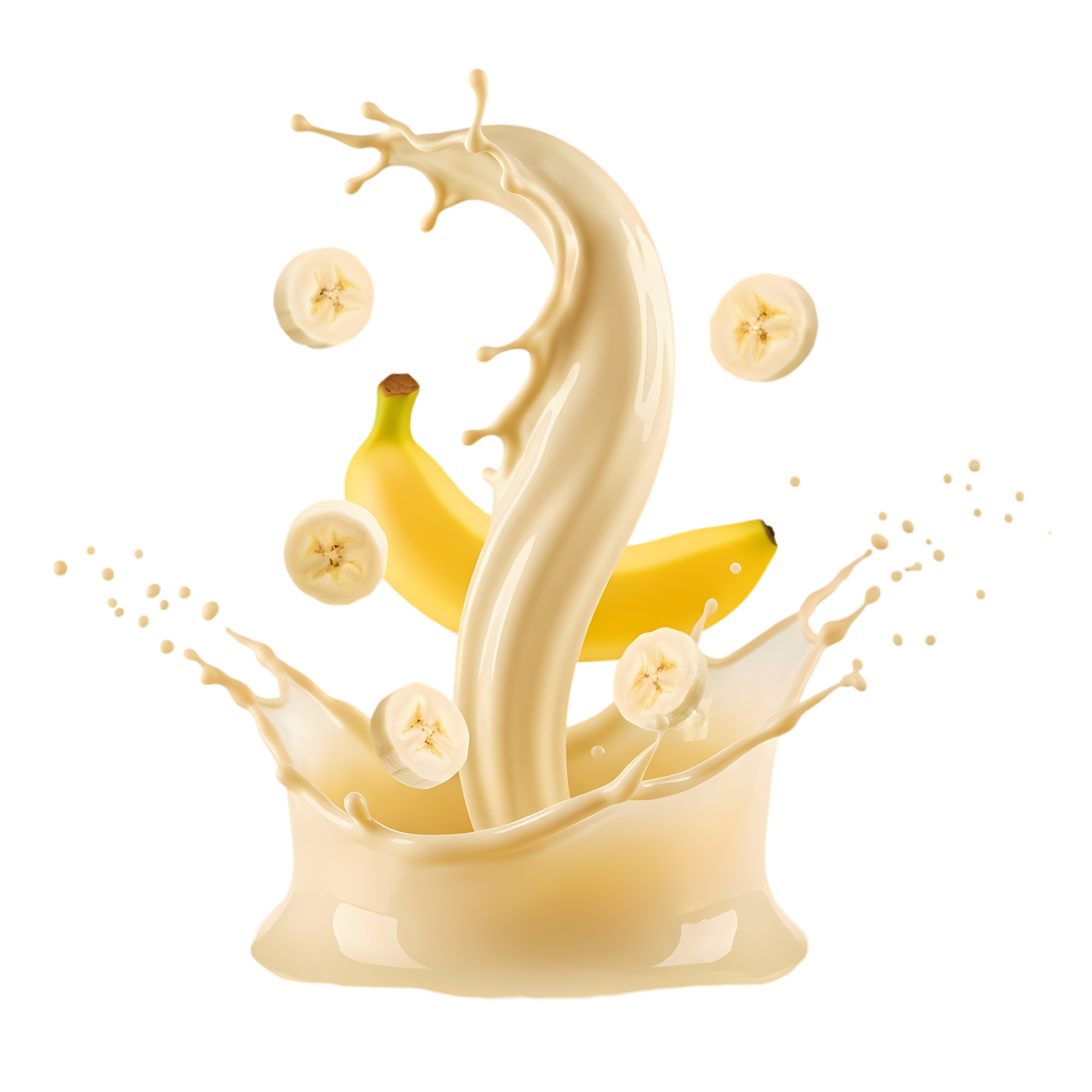 banana milk with dynamic splash effect