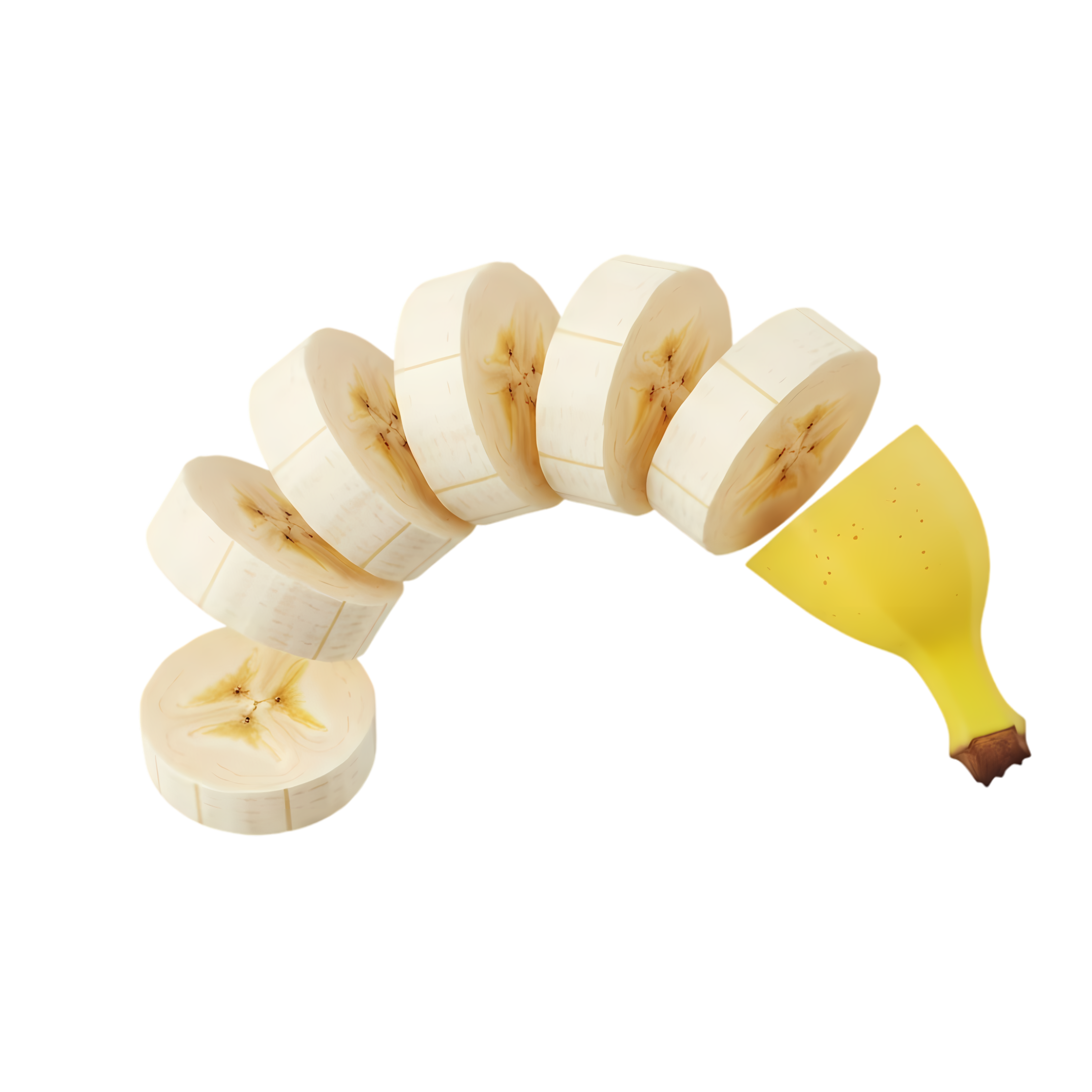 banana slices forming whole banana shape