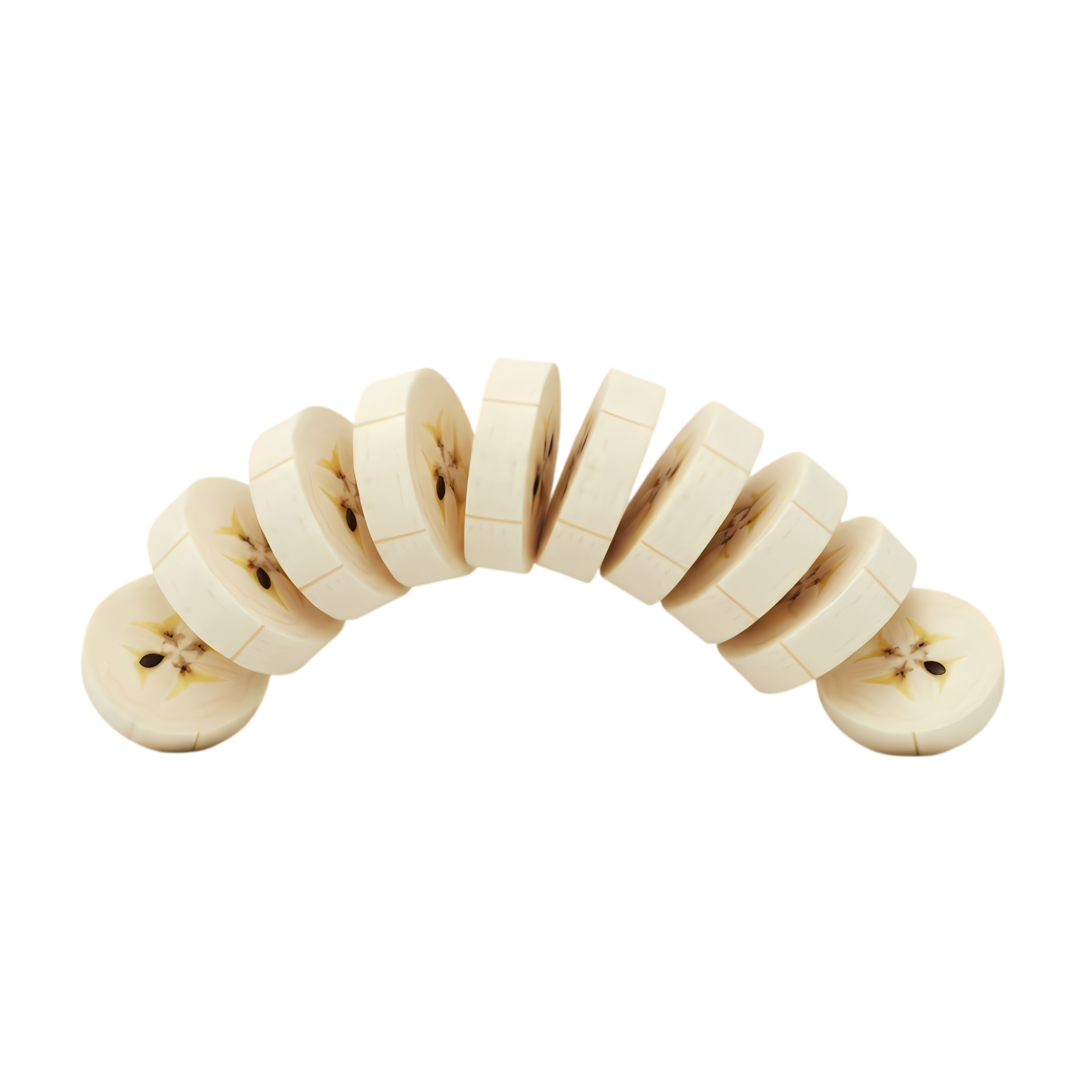 banana slices in floating curved cascade