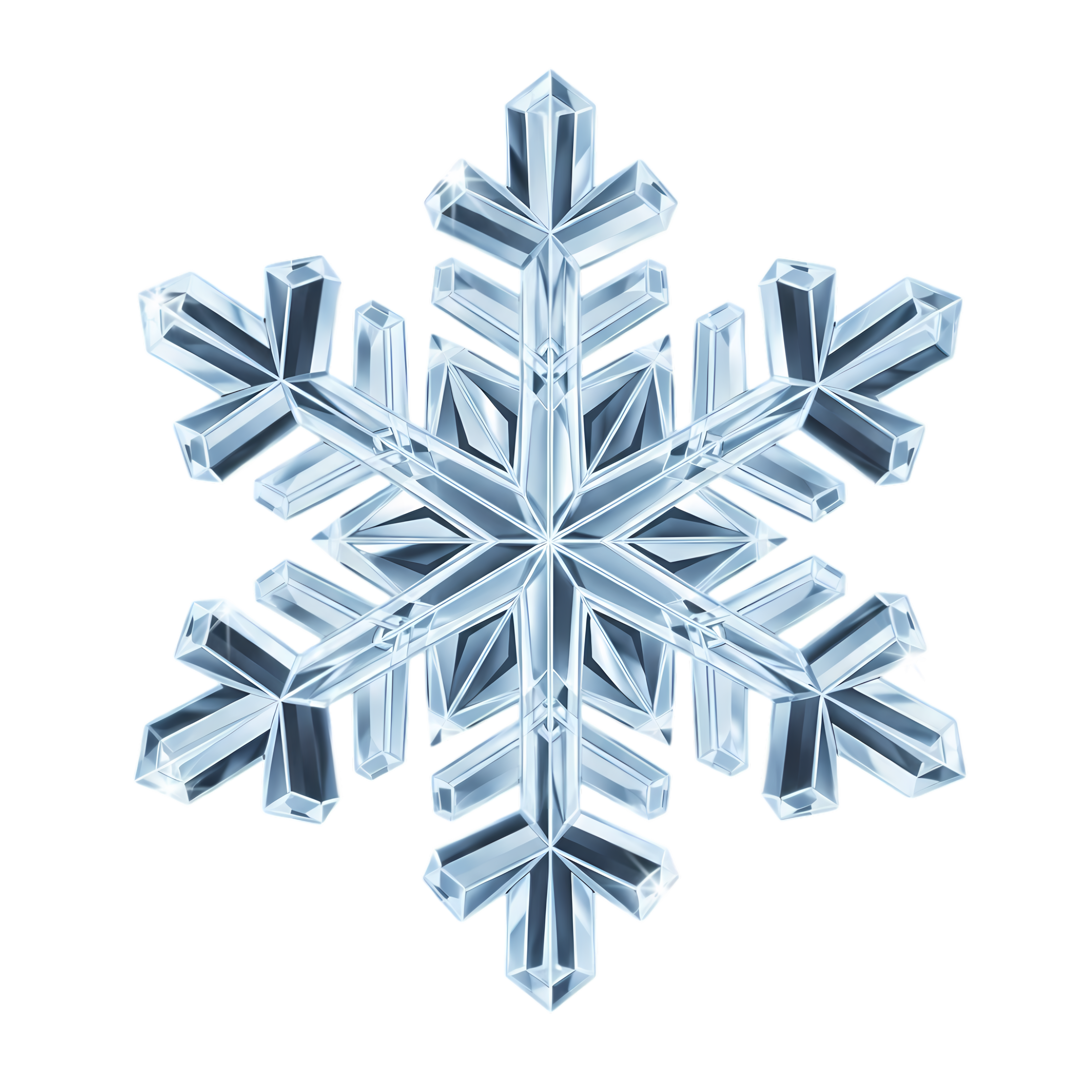 Faceted Icy Snowflake in Pale Blue