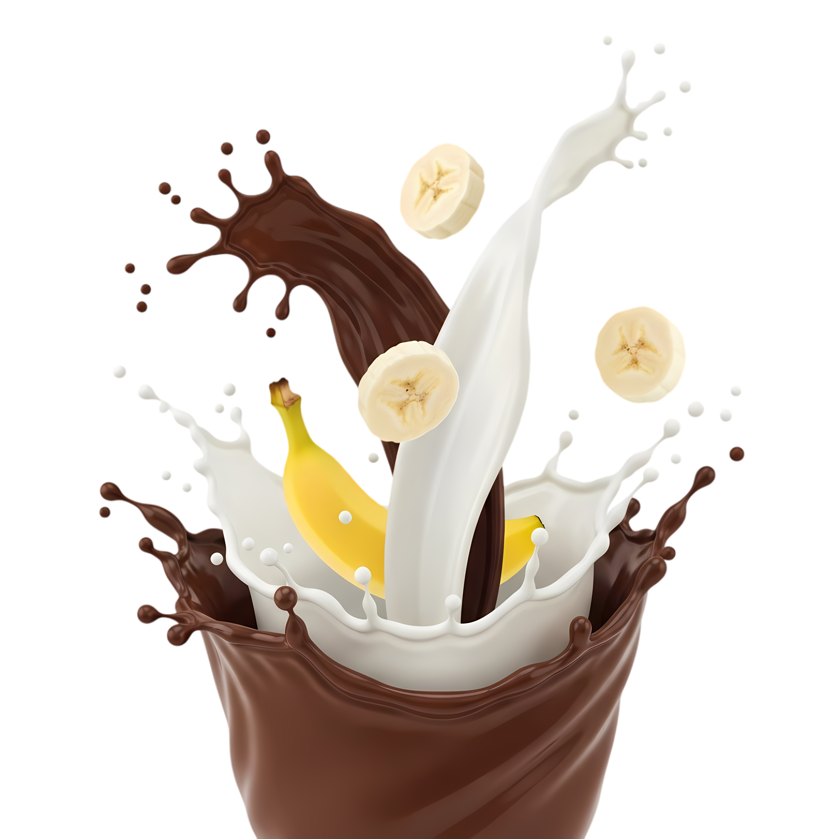 chocolate milk splash with fresh banana