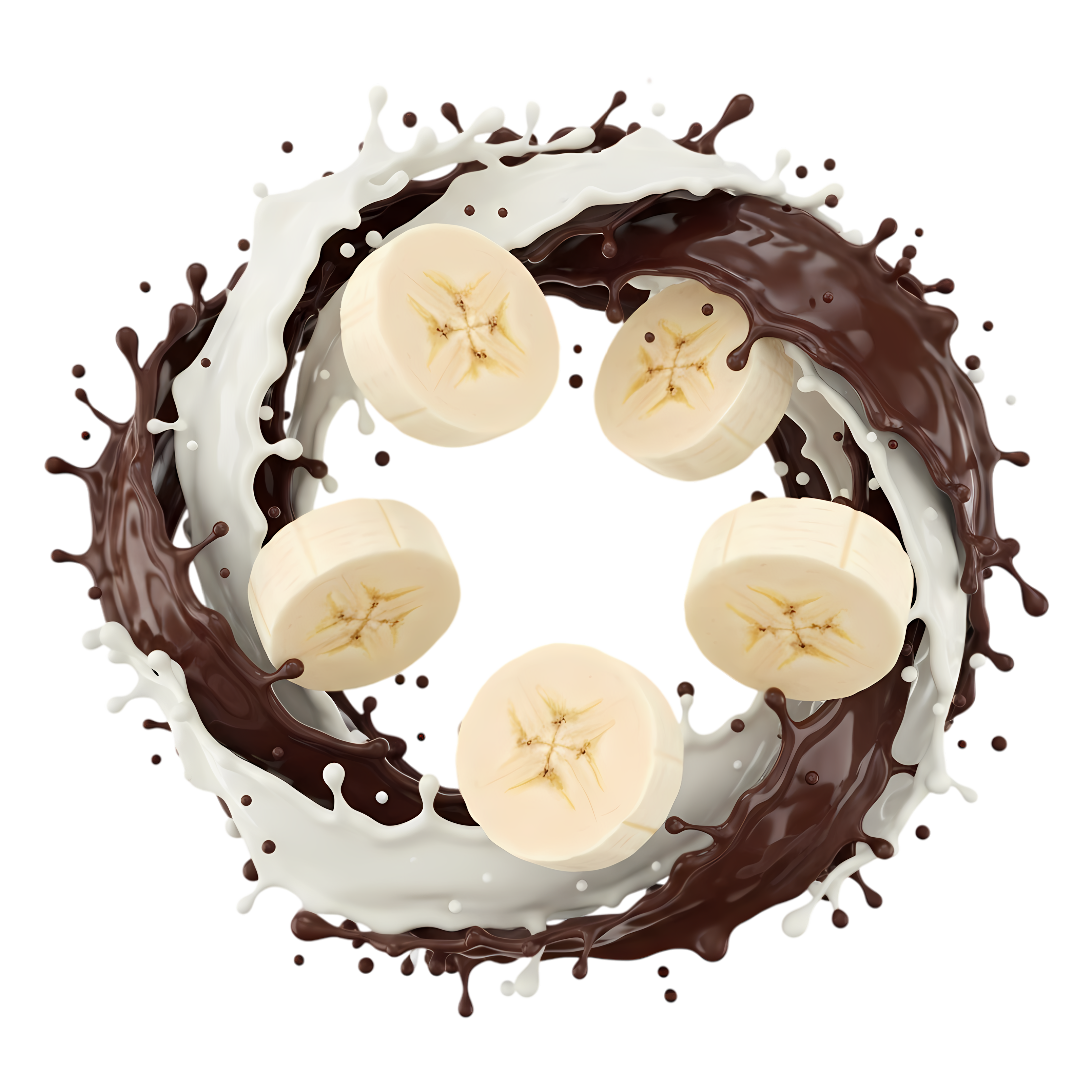 chocolate milk swirl and banana slices