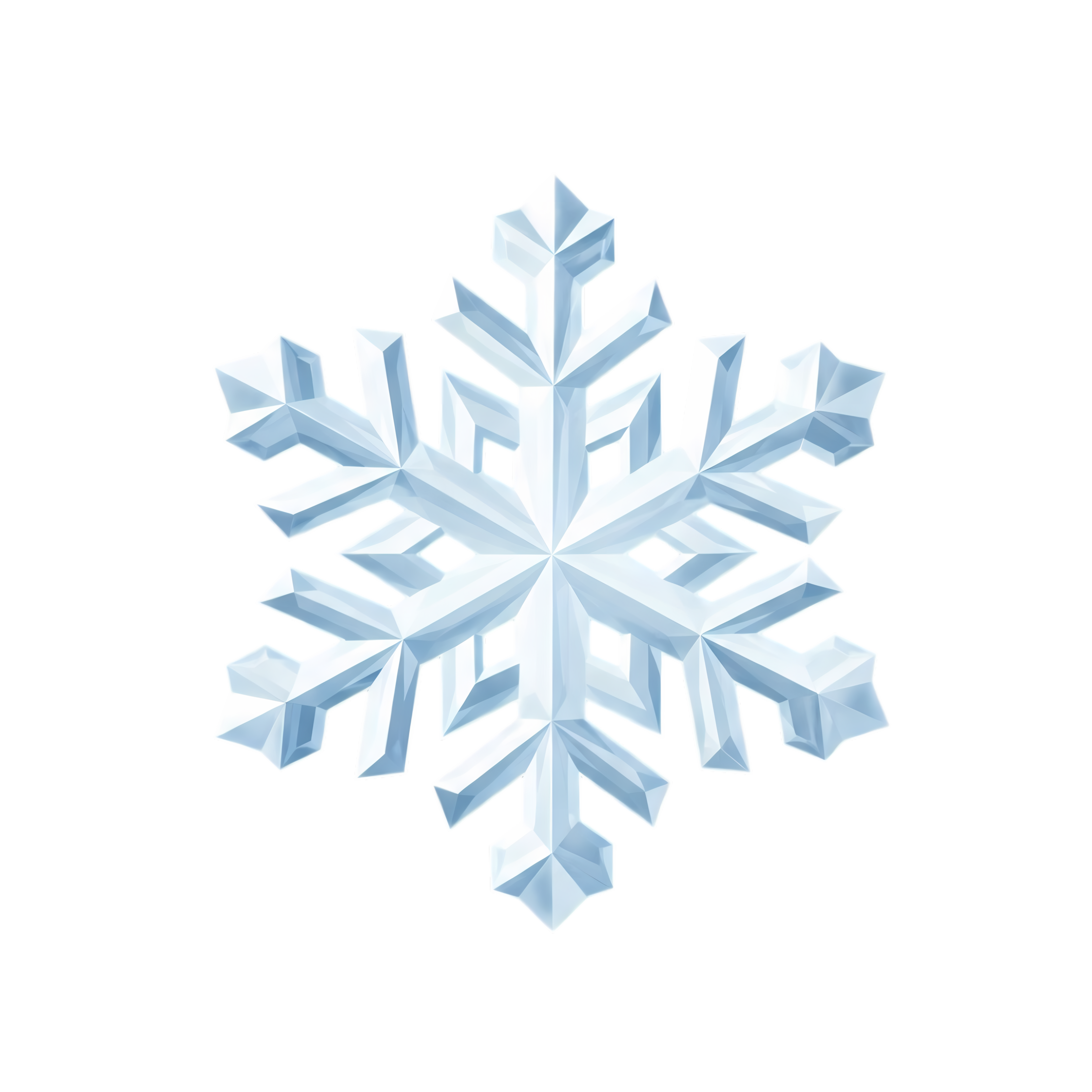 Pale Blue Faceted Snowflake with Soft Shading