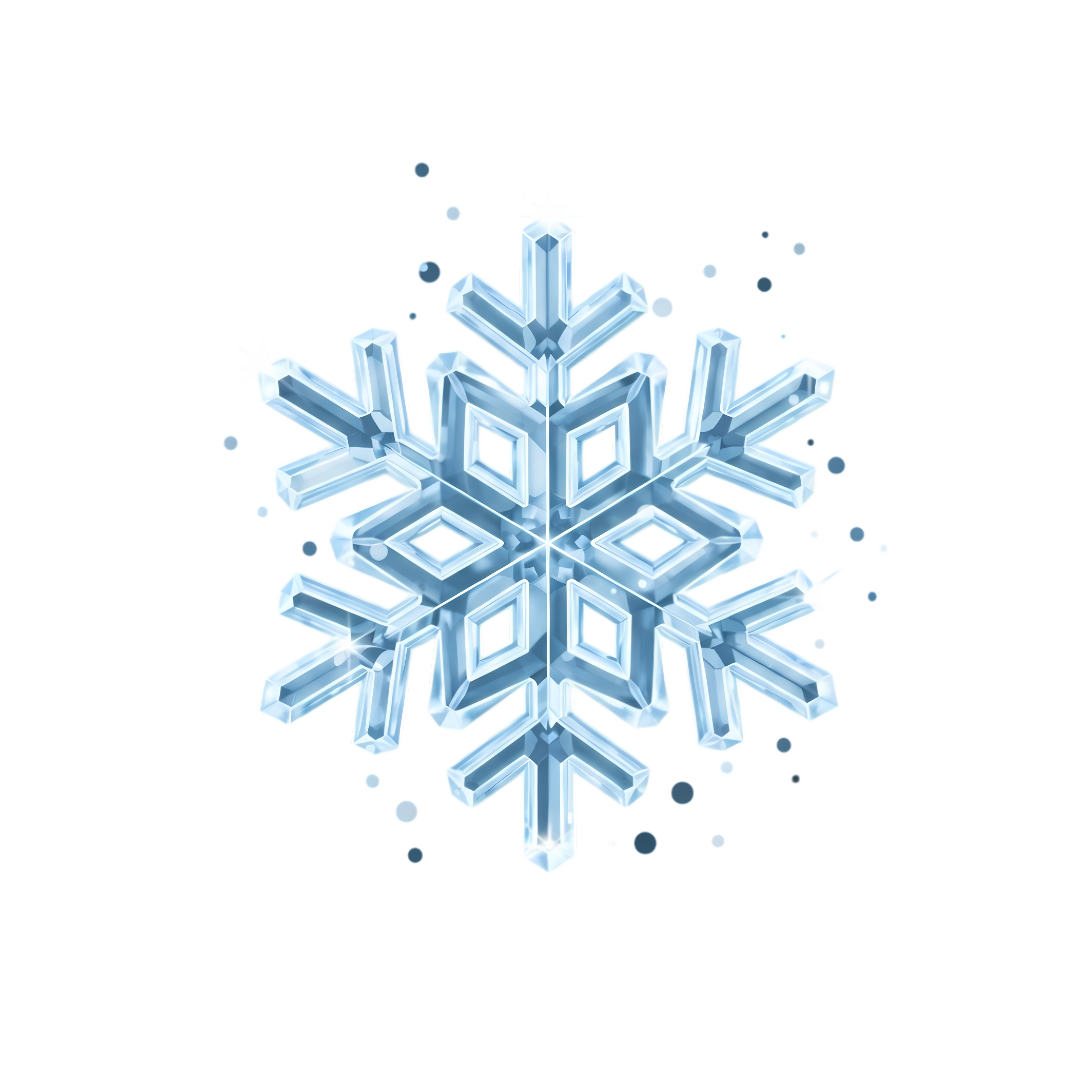 clean winter snowflake icon with light confetti snow sprinkles