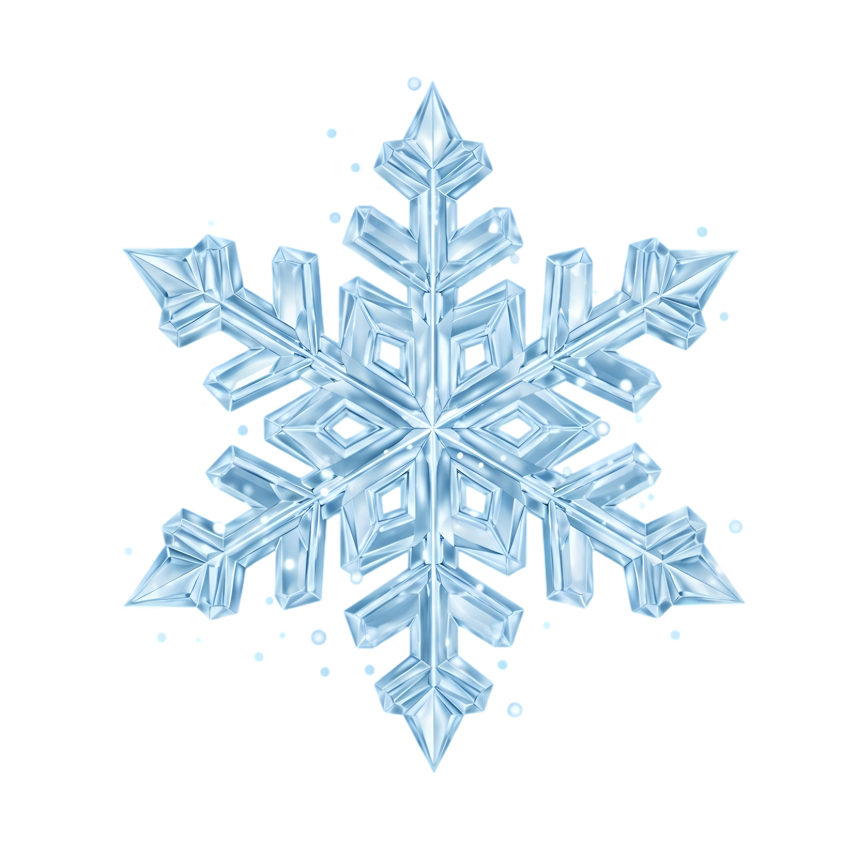 Blue Crystal Snowflake with Faceted Arms