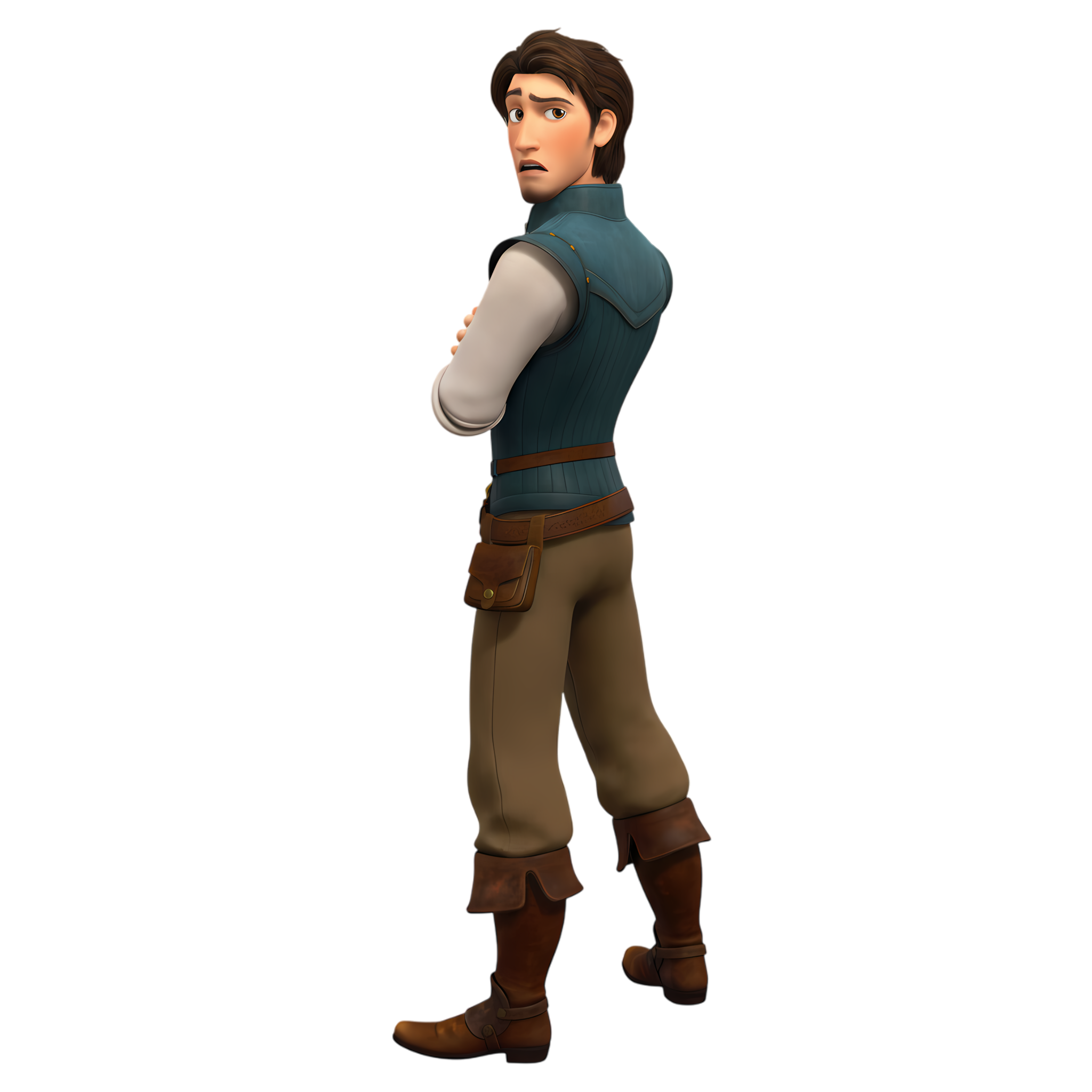 flynn rider looking over shoulder suspiciously