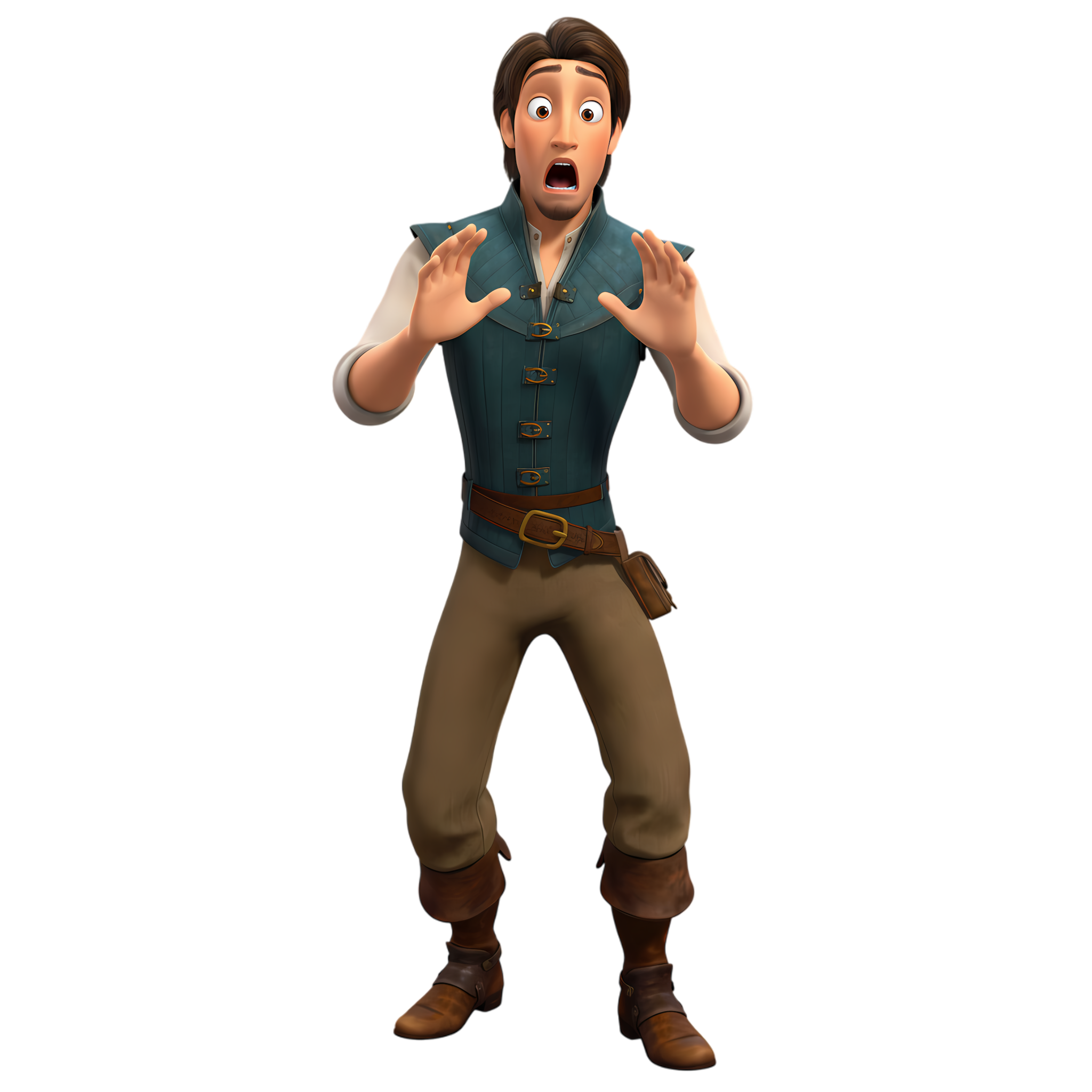 flynn rider shocked expression 3d pose