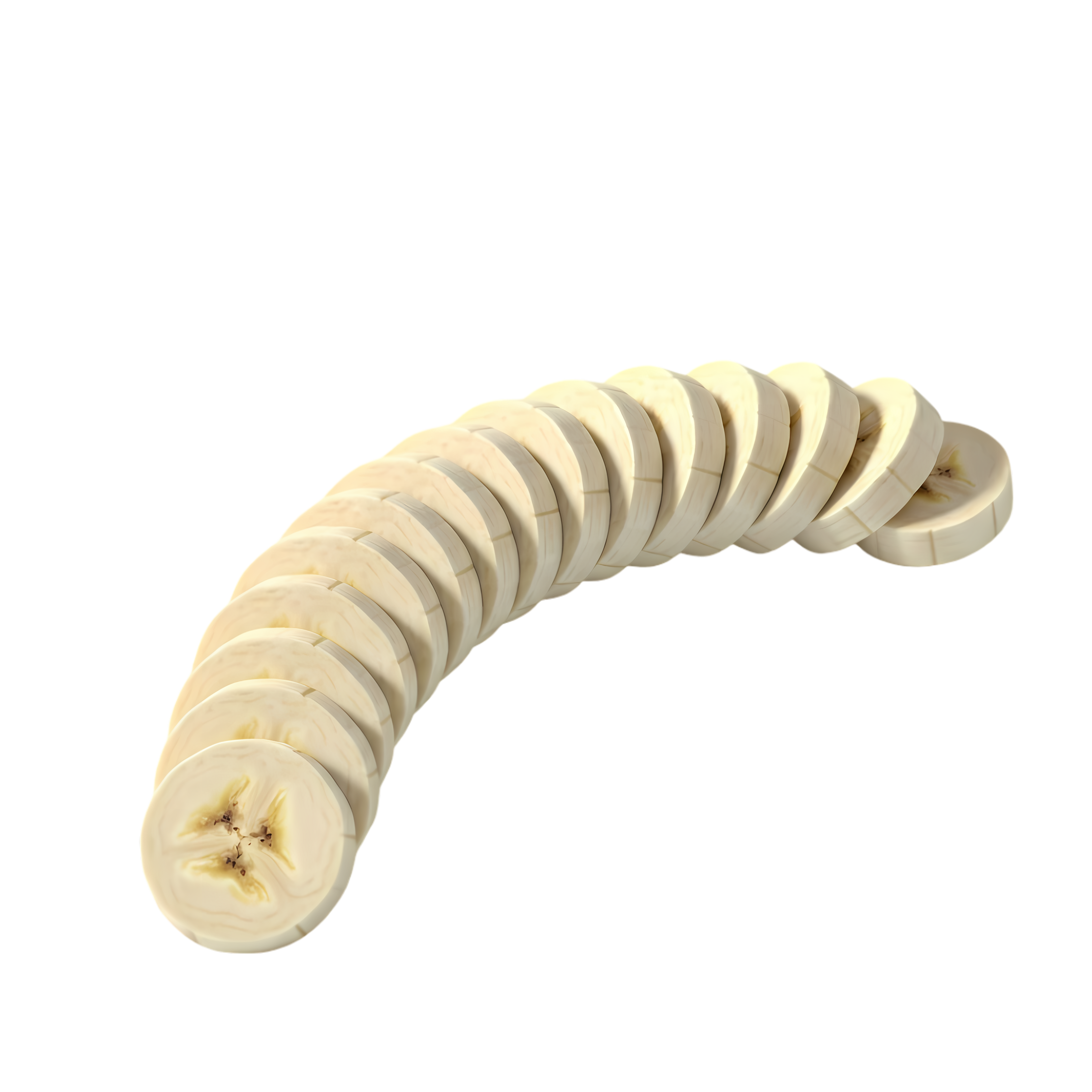 fresh banana slices in gentle arc